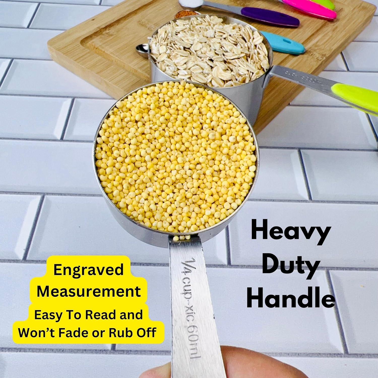 Juego de tazas y cucharas medidoras de acero inoxidable, 10 piezas más 15 recetas de libros electrónicos, 5 tazas medidoras y 5 cucharas medidoras