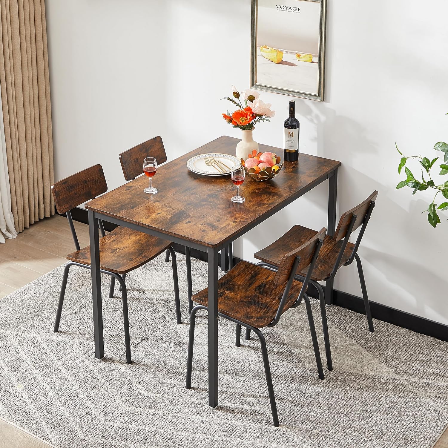 Juego de mesa de comedor cuadrada de 5 piezas, mesa de cocina y sillas para 4, mesa de comedor moderna con 4 sillas para apartamento, cocina,