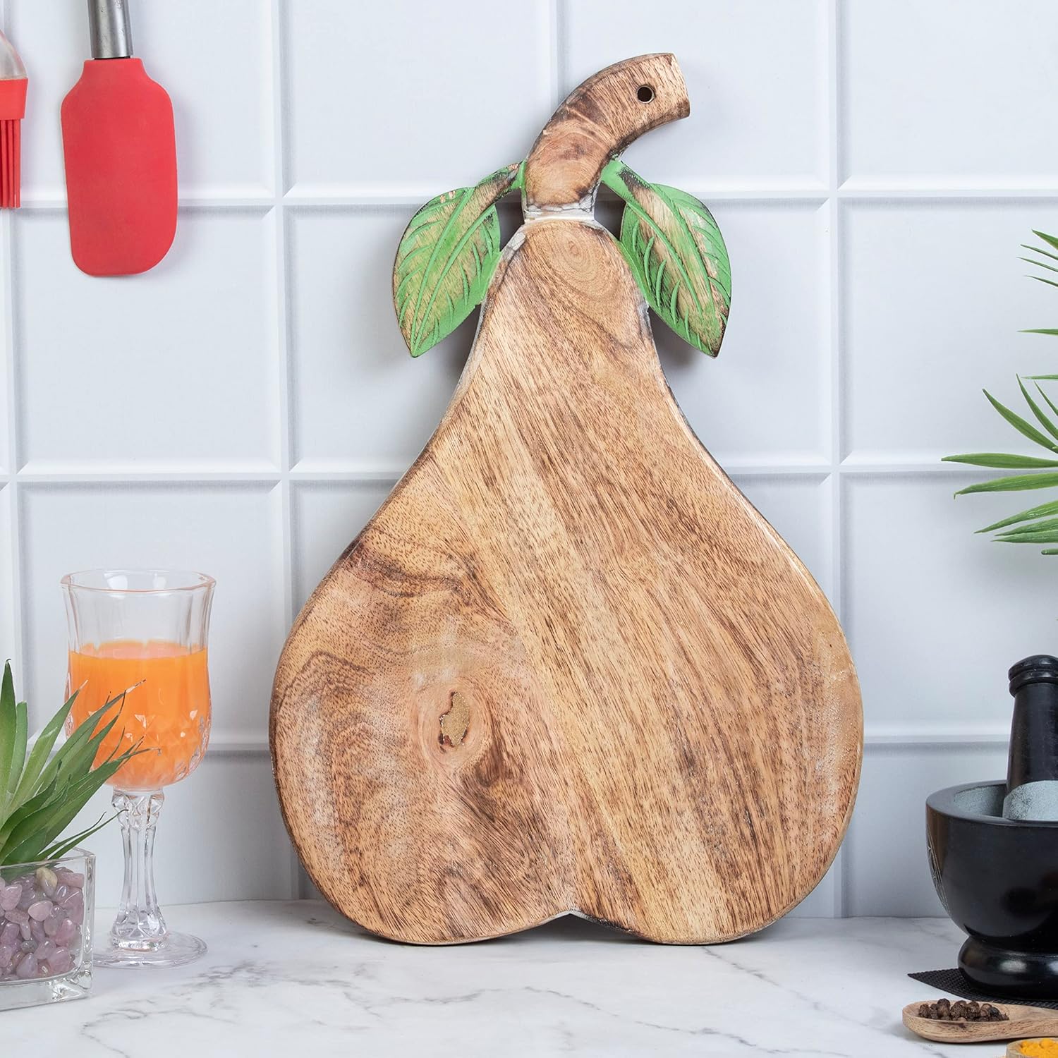 Crocon Tabla de cortar de madera con asa, regalos para el día de la madre, tabla de cortar reversible para cocina, tabla de charcutería para carne,