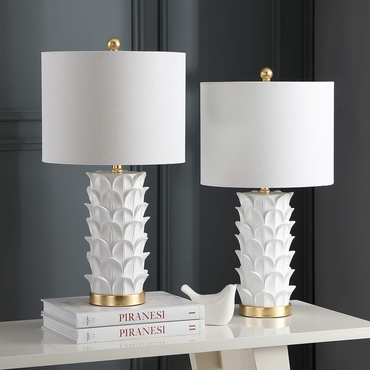 SAFAVIEH Lighting Collection – Juego de 2 lámparas de mesa para dormitorio, sala de estar, oficina en casa, escritorio, mesita de noche, 25 pulgadas