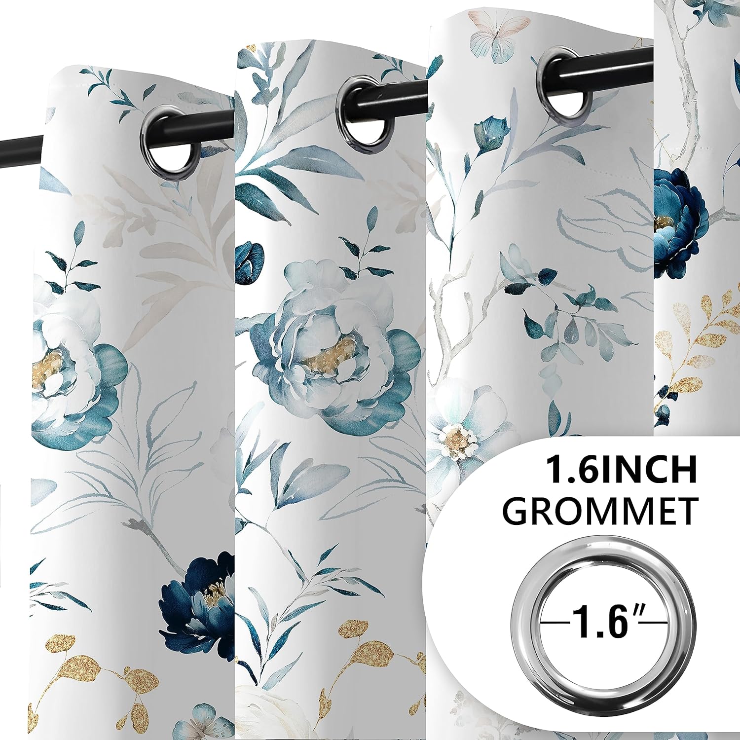 Tititex Elegantes cortinas opacas de 63 pulgadas de largo, juego de 2 paneles para puerta corredera de patio, cortinas con aislamiento térmico con