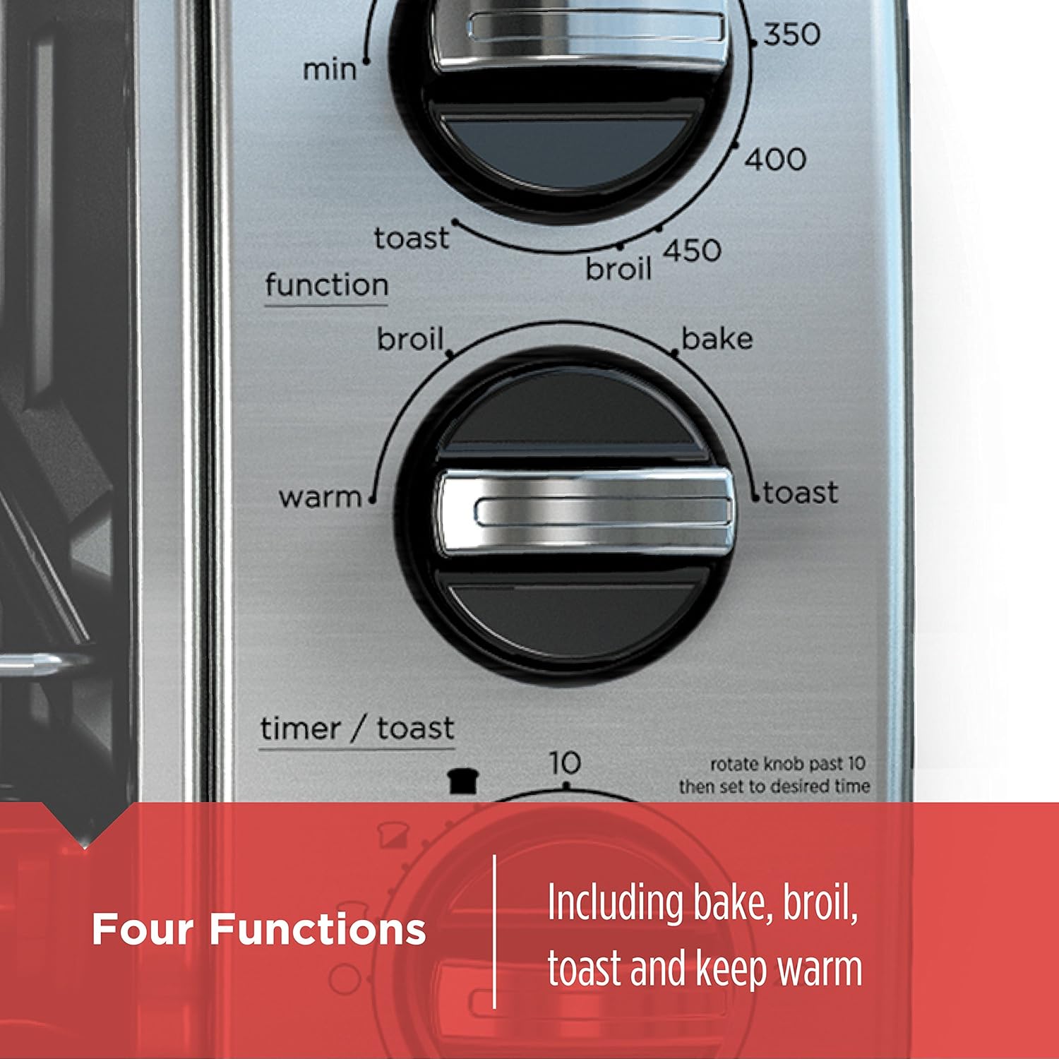 BLACK+DECKER, TO1750SB, horno tostador con capacidad para 4 rebanadas, con convección natural, color negro.