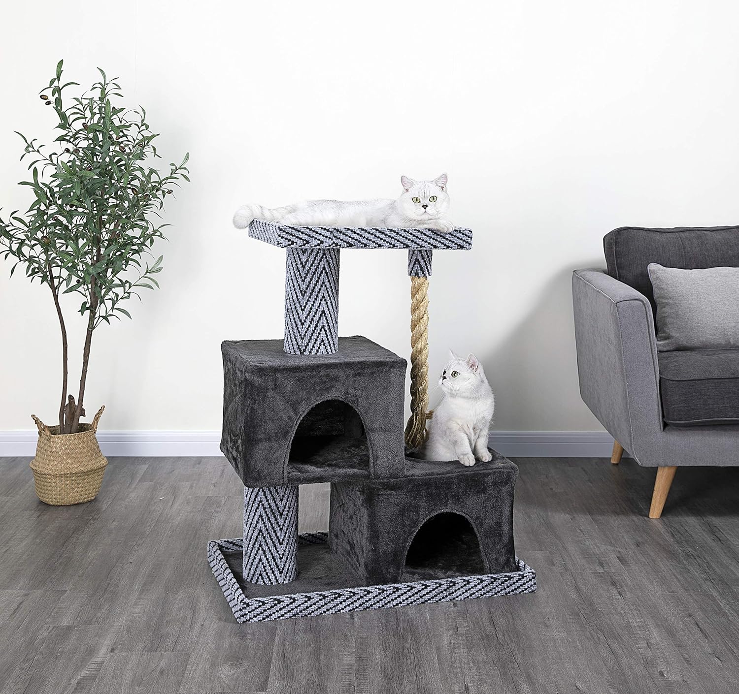 Go Pet Club Sequoia – Postes extragrandes de 37 pulgadas para gatos y gatitos, torre de condominio, muebles con cuerda de selva para gatos de