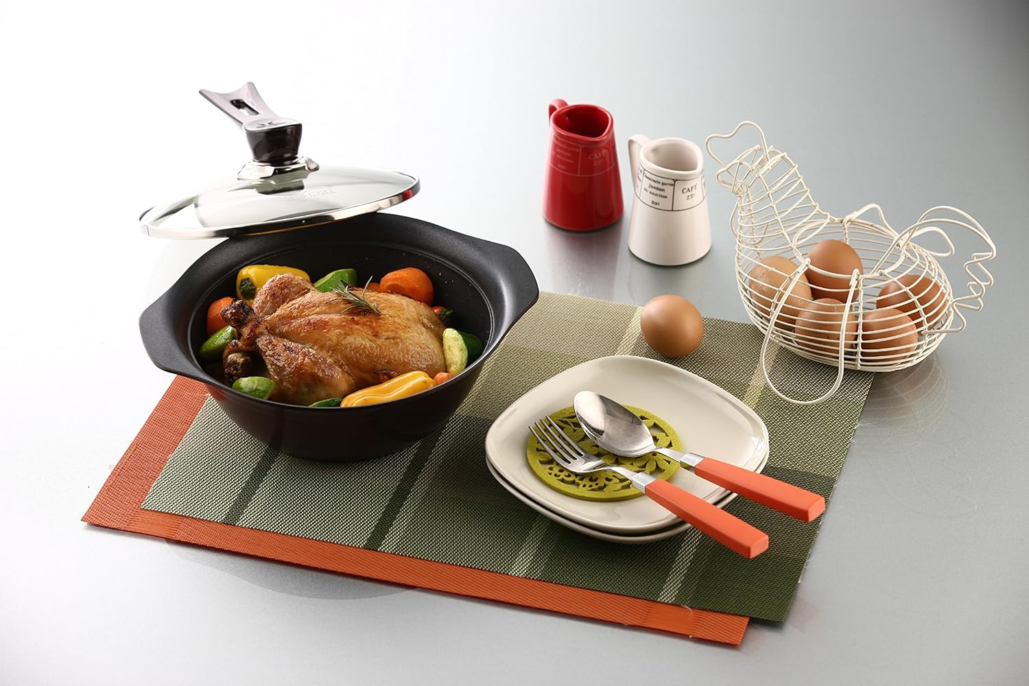 TECHEF – Colección Blooming FlowerOlla de sopa con tapa de vidrio (2 cuartos de galón)
