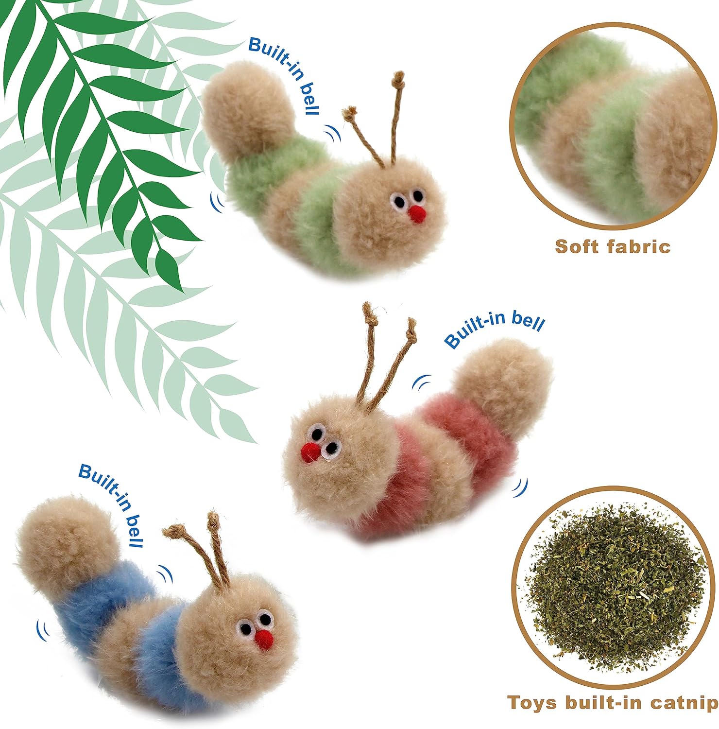 Juguete interactivo natural de hierba gatera con sonajero, resistente a las mordeduras, para gatos de interior de todas las edades, juguetes suaves