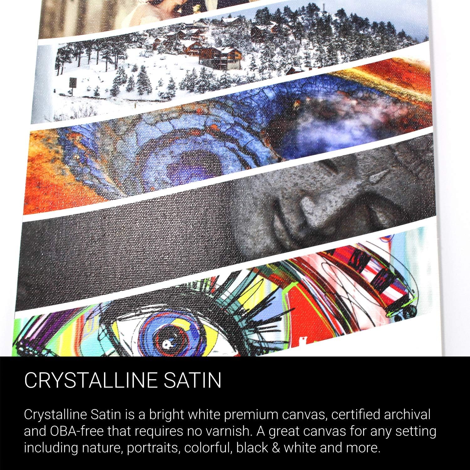 Crystalline Satin21mil, 440gm, Bright White, poly-cotton Inyección de tinta lona, Blanco brillante