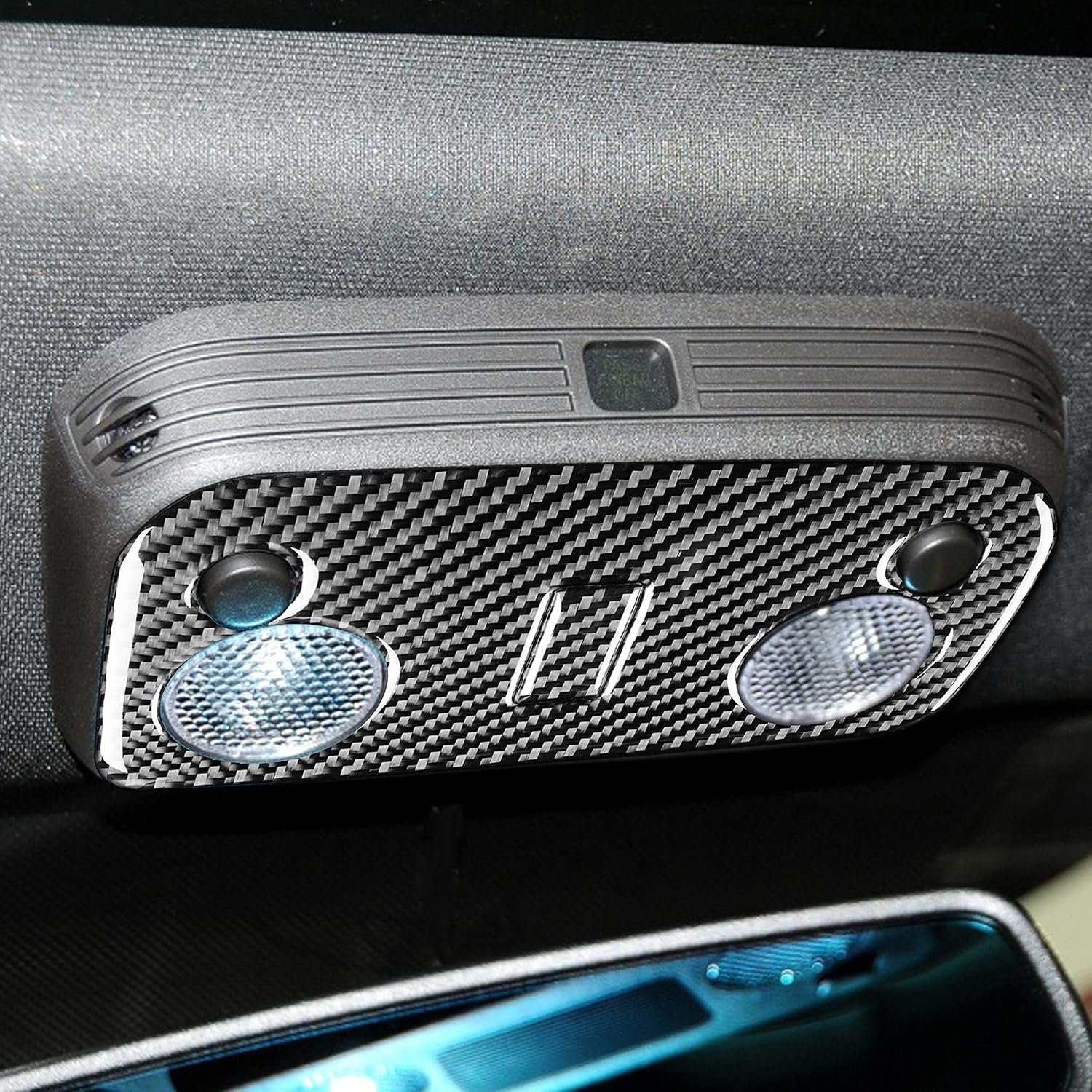 Real Premium – Adhesivos de fibra de carbono para panel de luz de lectura de automóvil, ajuste interior, compatible con Ford Mustang GT Shelby 2005