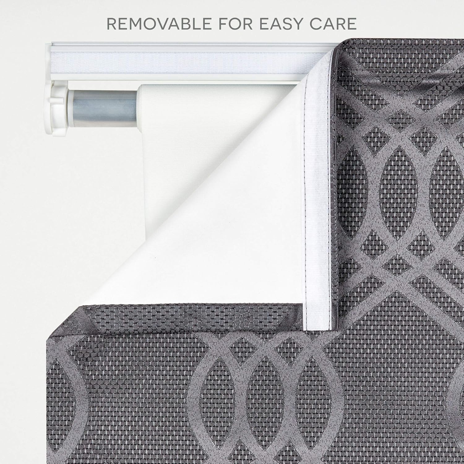 Exclusive Home Prague Trellis – Persiana romana 100% de poliéster opaca, 23 x 64 pulgadas, color gris