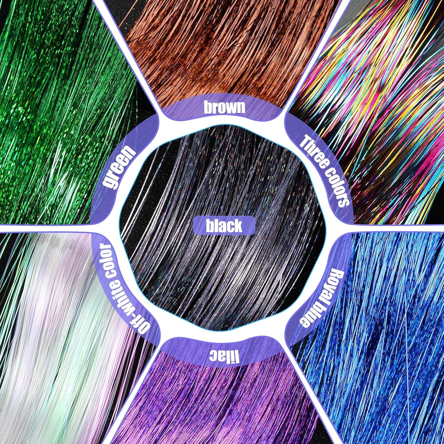 Kit de oropel de cabello con clip, 12 piezas, extensiones de cabello de 20 pulgadas, resistente al calor, kit de oropel de cabello de hadas, clip de