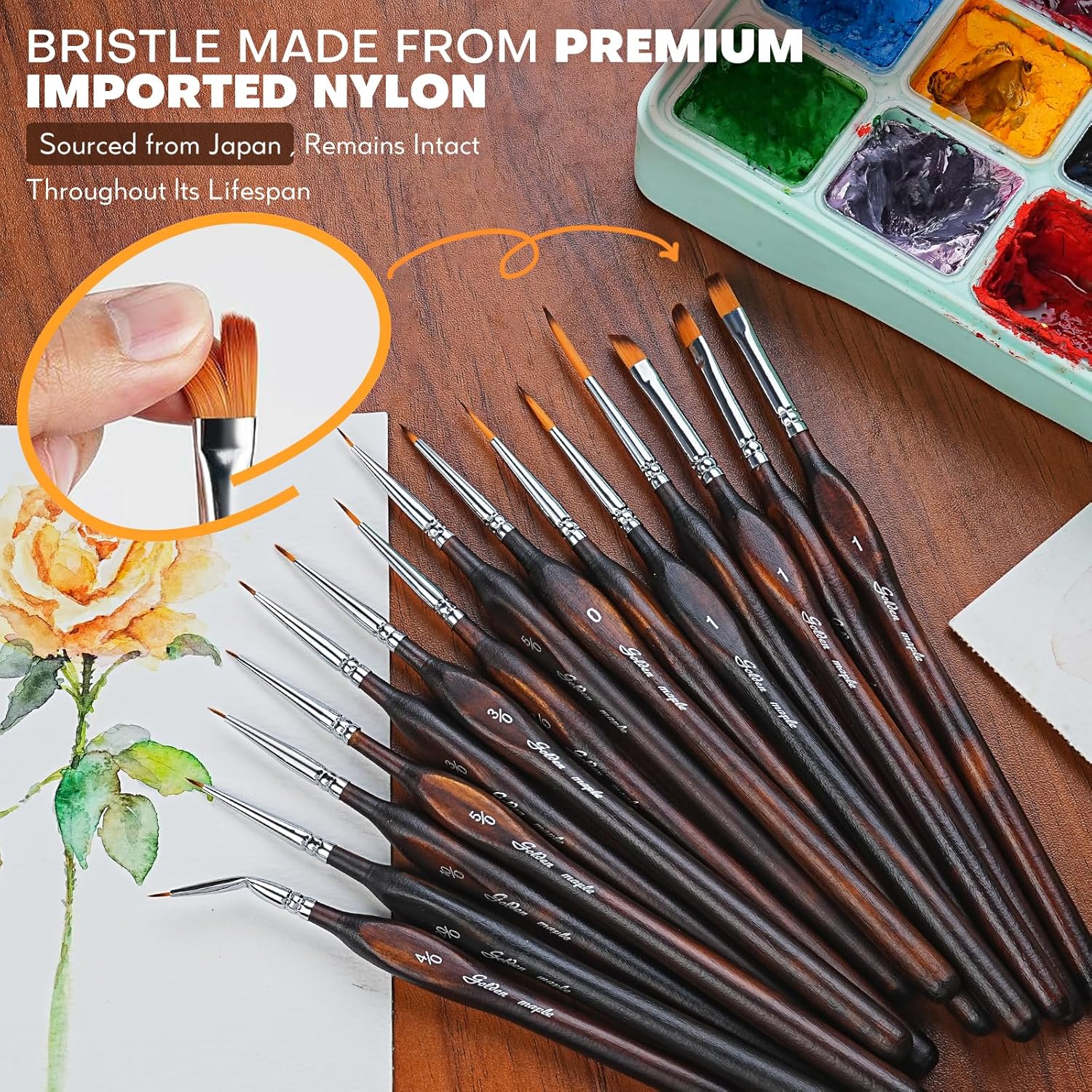 Golden Maple Pinceles de pintura en miniatura – Juego de 18 pinceles de pintura con microdetalles, pequeños pinceles de modelo de detalles finos