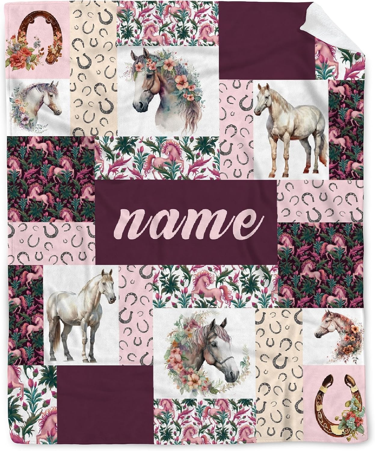 Manta de franela de forro polar personalizada con estampado de caballos, manta de caballo para niñas y mujeres, regalo para amantes de los caballos,