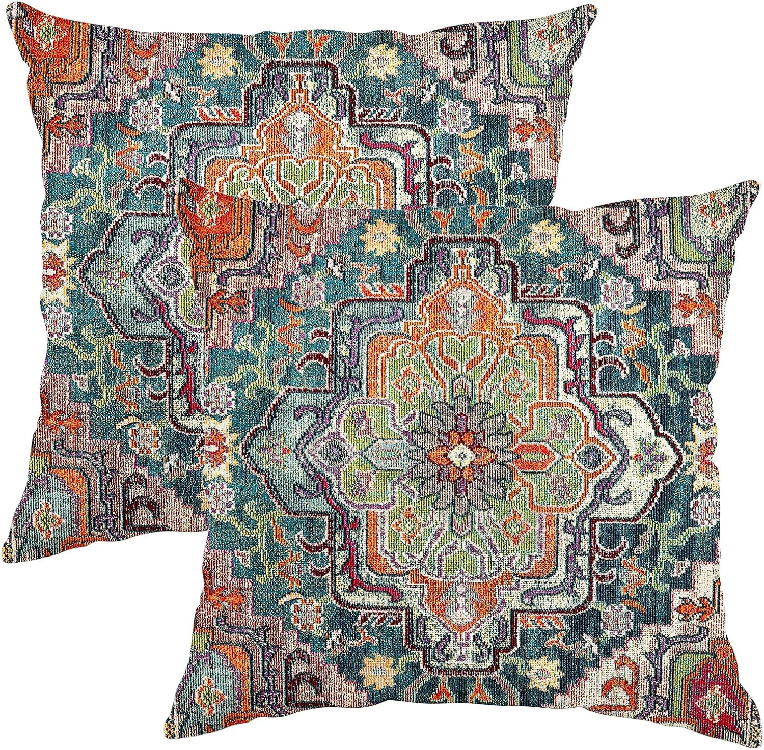 Knagsfa Juego de 2 fundas de almohada persas de 18 x 18 pulgadas, fundas de almohada decorativas vintage de estilo bohemio para decoración del
