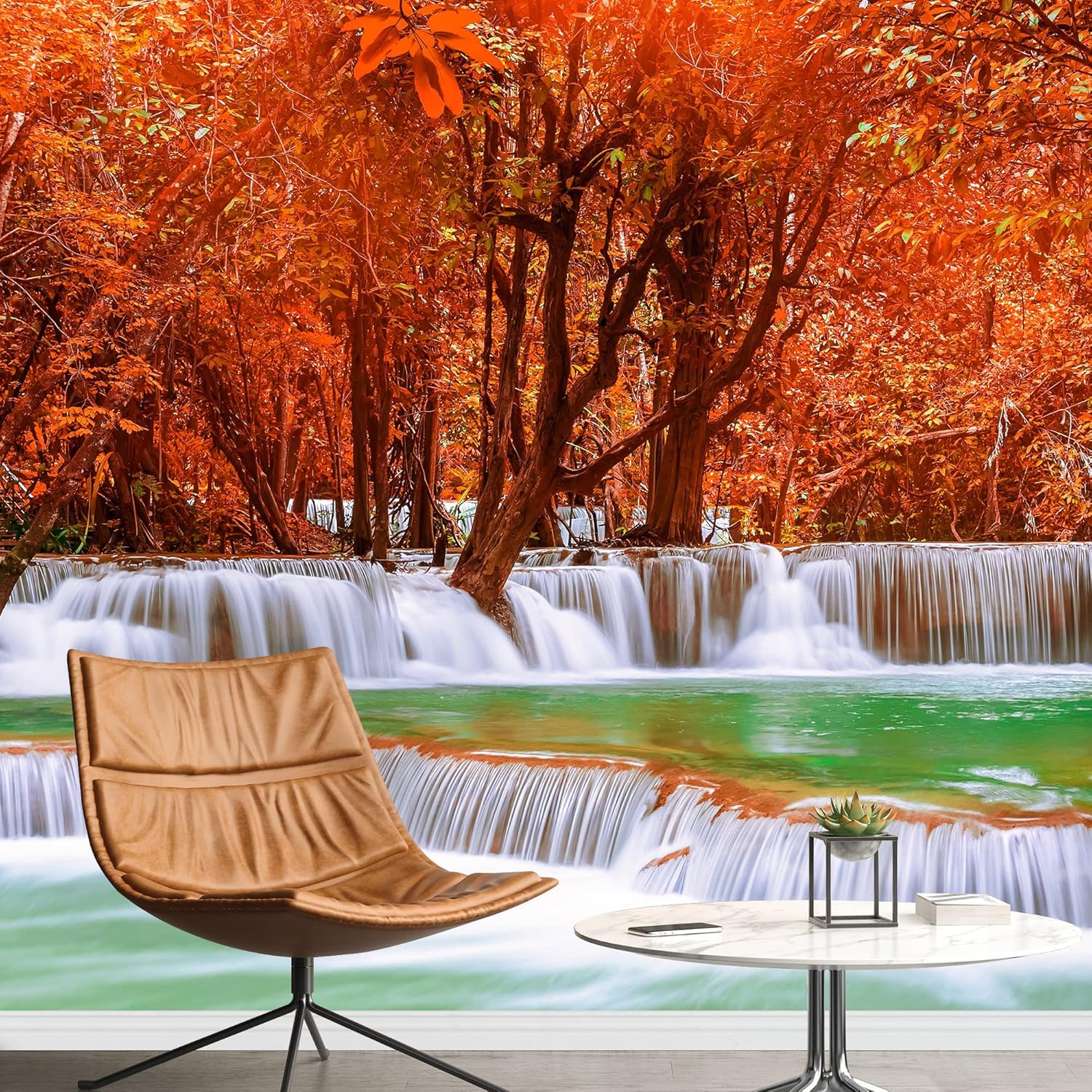 wall26 Adhesivo mural removible para pared, cascada de río, bosque rápido, naturaleza, desierto, fotografía, realismo, paisaje rústico, decorativo,