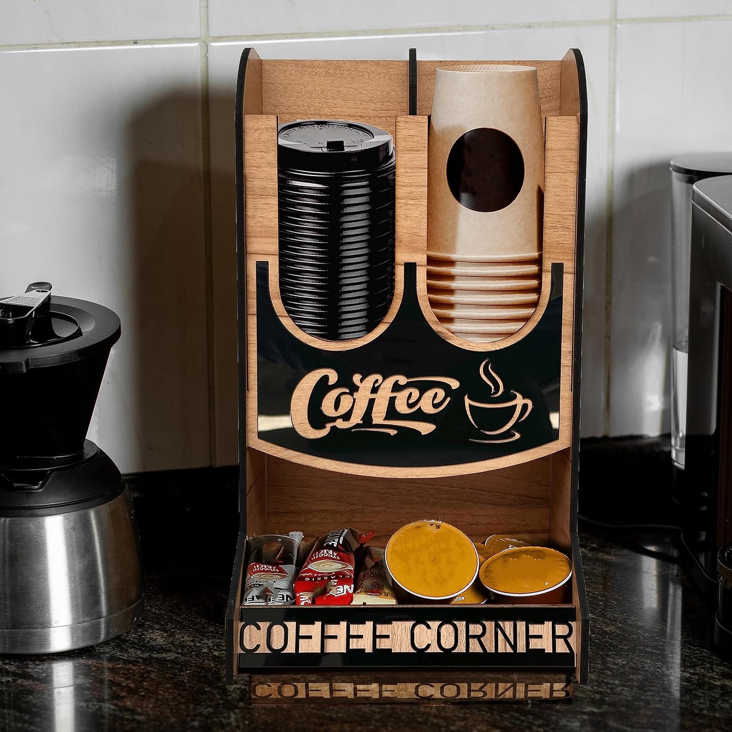 2B1G UNLIMITED Organizador de almacenamiento de café y tazas y accesorios para cápsulas de café, cesta de almacenamiento, organizador de accesorios