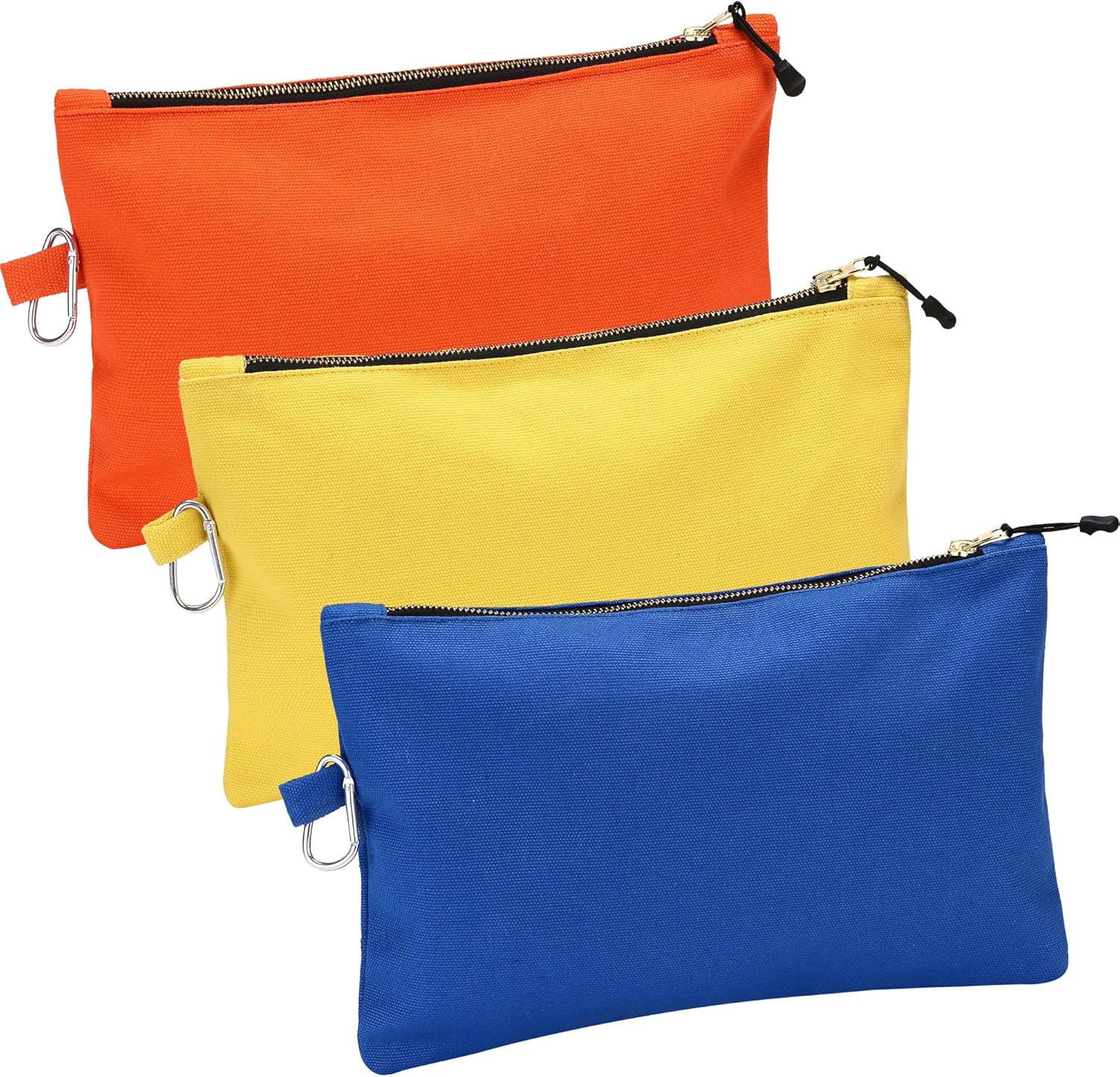 Sea Team Paquete de 3 bolsas de herramientas de lona, bolsa de almacenamiento resistente con cremallera con resorte de metal, organizador de