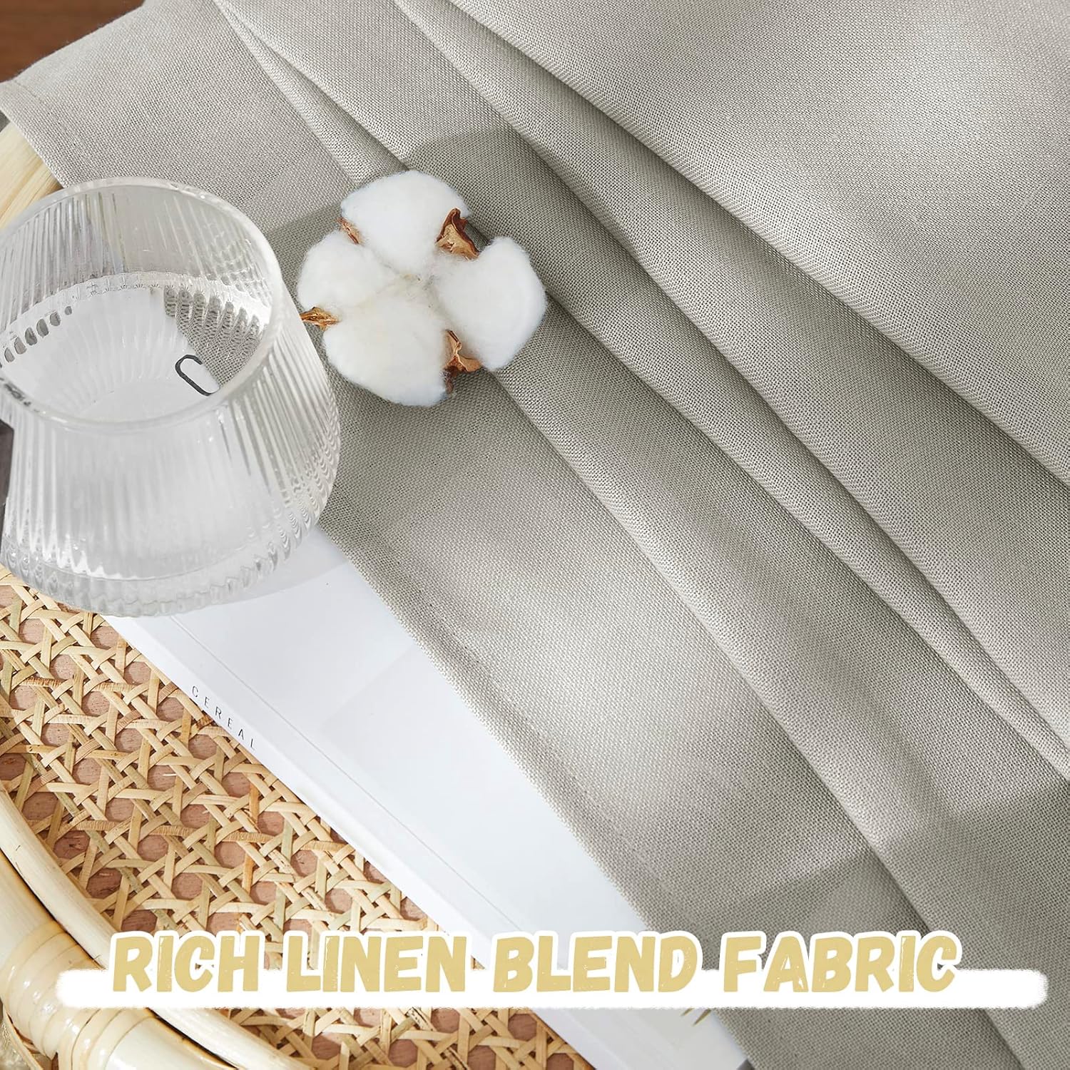 StangH Cortinas semitraslúcidas de lino de 96 pulgadas de largo, con pestaña trasera, filtro de luz, cortinas de lino para ventana de niños y niños,