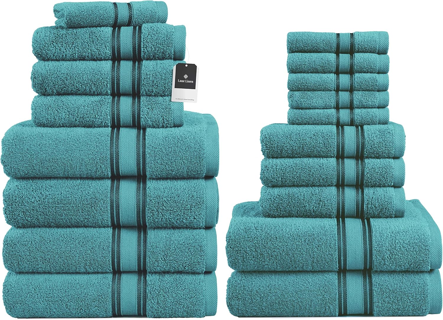LANE LINEN – Juego de 18toallas de lujo de 100% algodón, toallas de baño de secado rápido, supersuaves y muy absorbentes, 6toallas de baño, 6toallas