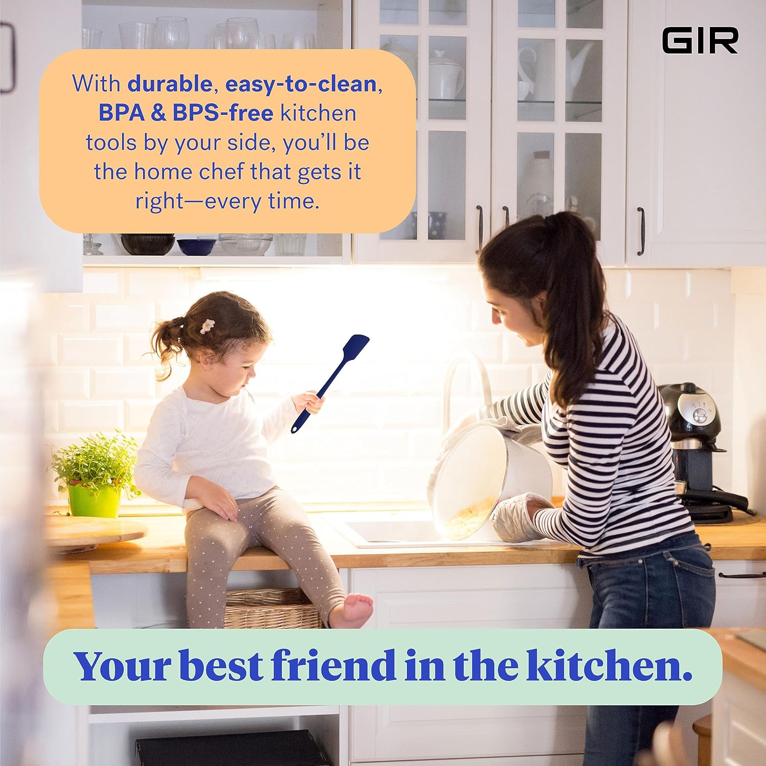 GIR Get It Right – Juego de utensilios de silicona de 10 piezas, cucharón, espátulas, abatible, cucharas, batidor, pelador de patatas y cuchara,
