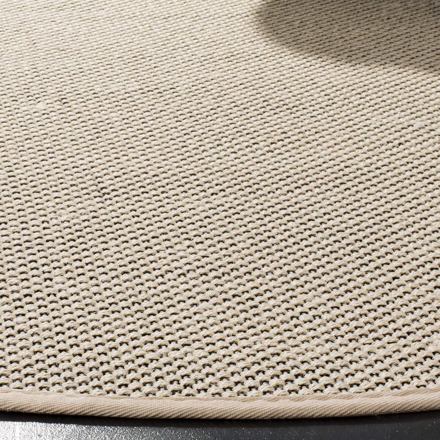 SAFAVIEH Natural Fiber Collection – Alfombra redonda de 6 pies, color negro y marfil, diseño de sisal de borde, fácil cuidado, ideal para zonas de