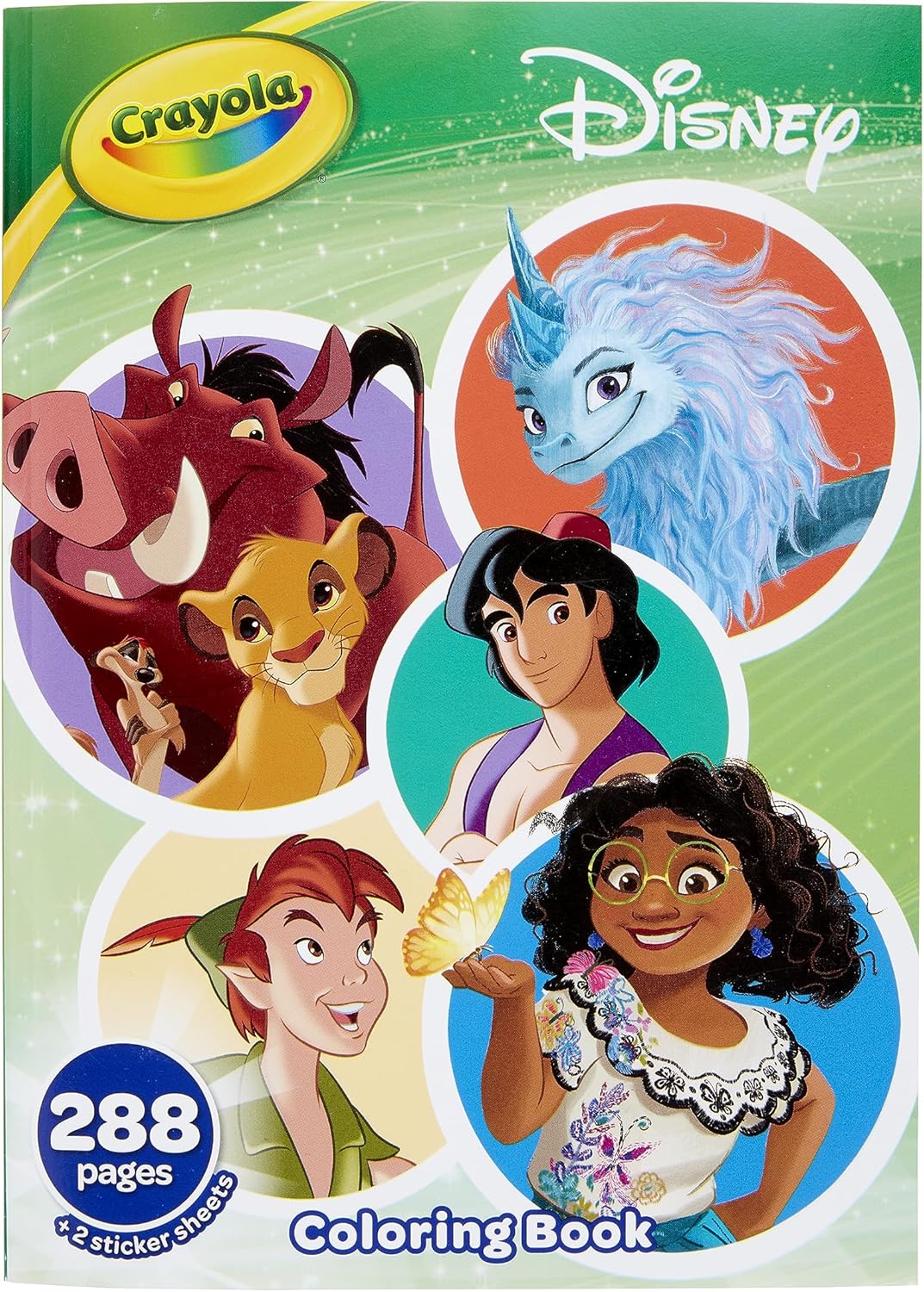 Crayola Libro para colorear de animación de Disney de 288 páginas con hojas de calcomanías, regalo para niñas y niños, a partir de 3 años