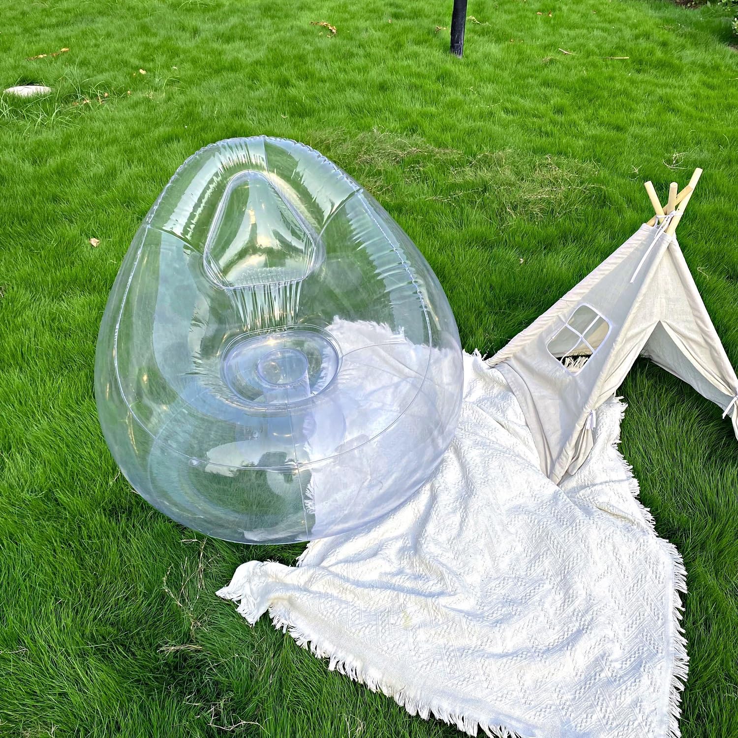 Baiao Silla inflable, sofá inflable transparente, sofá inflable, puf, sofá perezoso para habitación, muebles divertidos para interiores y exteriores