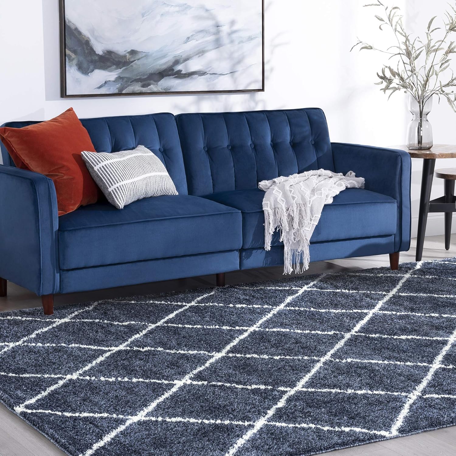 Tayse Iola – Alfombra de pelo largo azul de 4 x 6 pies, 4 x 6, 4 x 6, alfombras de área para sala de estar, comedor, alfombra de dormitorio,