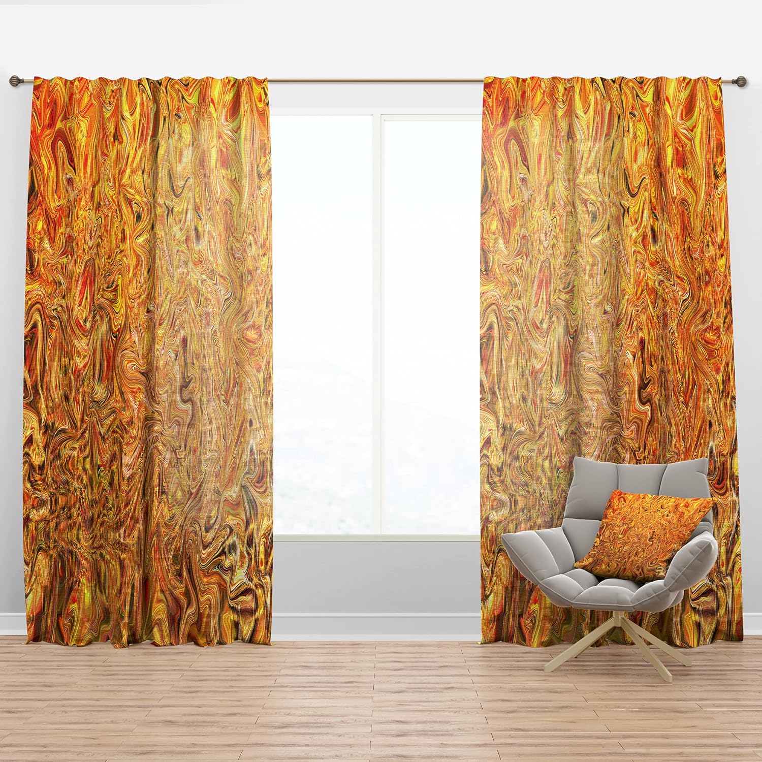 Cortinas ‘amarillo texturizado que fluye’ Cortinas para dormitorio, cortinas para sala de estar, cortinas y cortinas – Aislamiento térmico – Panel