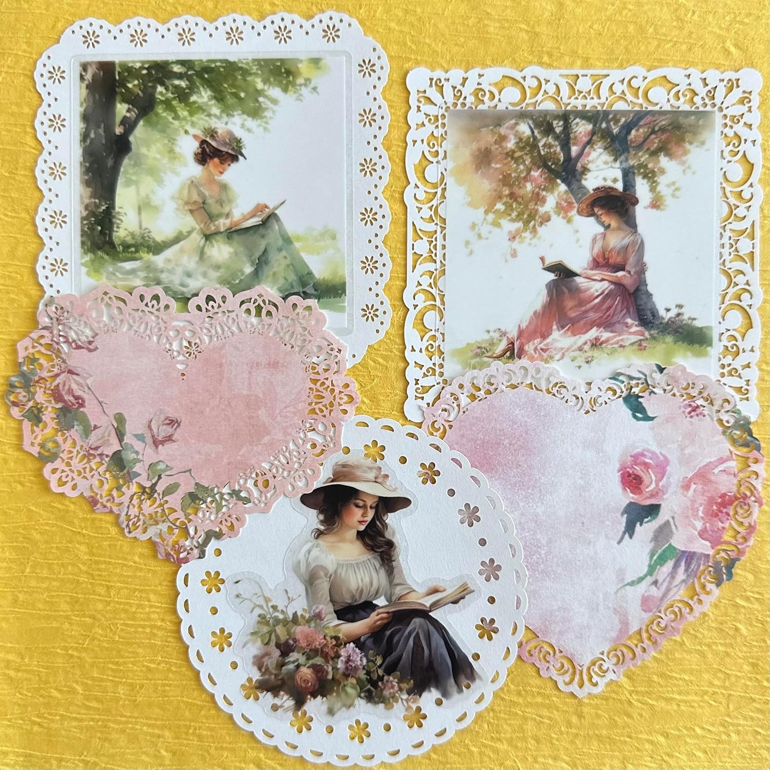 20 piezas de suministros de papel de encaje verde, decoración estética linda vintage para álbum de fotos, cuaderno de bocetos, cuaderno de gratitud,
