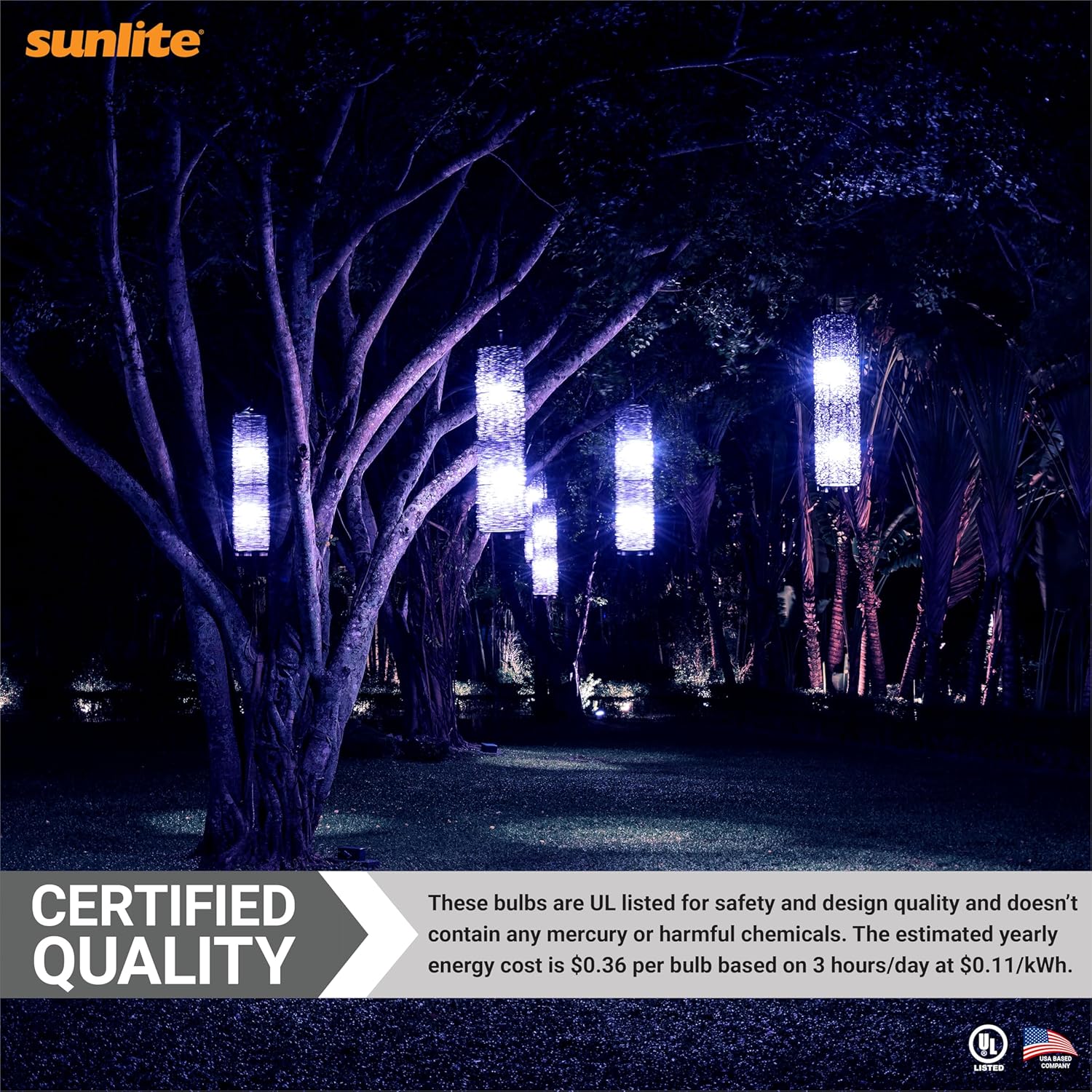 Sunlite A193WBLED – Foco LED de color A19, 3 W (equivalente a 25 W), base mediana E26, no regulable, certificación UL, 1 unidad (paquete de 1),