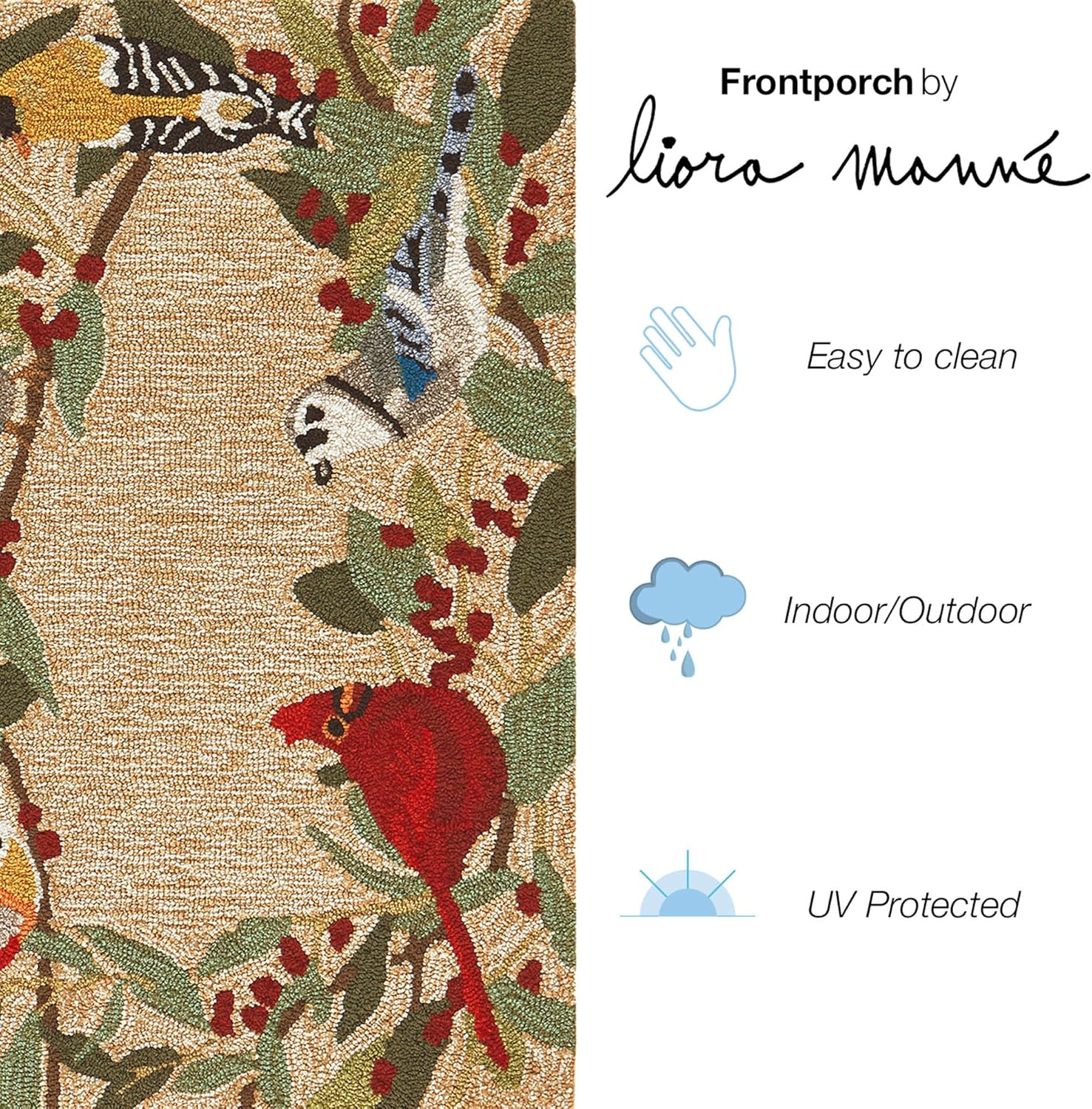 Liora Manne FrontPorch – Alfombra para interiores y exteriores, diseño novedoso, enganchada a mano, resistente a la intemperie, estabilizada a los