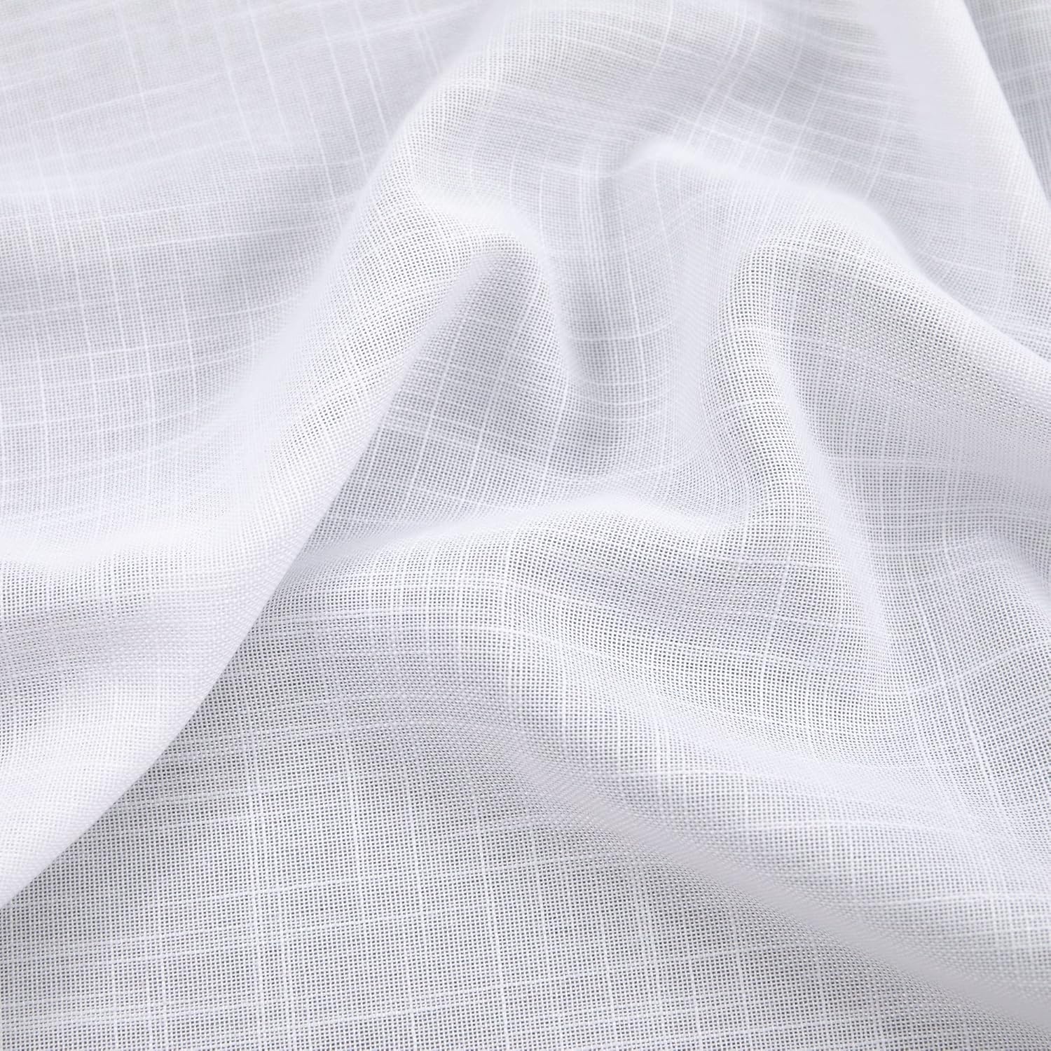 Cortinas de lino blanco de 90 pulgadas de largo para sala de estar, ligeras, decoración bohemia de granja, bolsillo para barra, pestaña trasera,