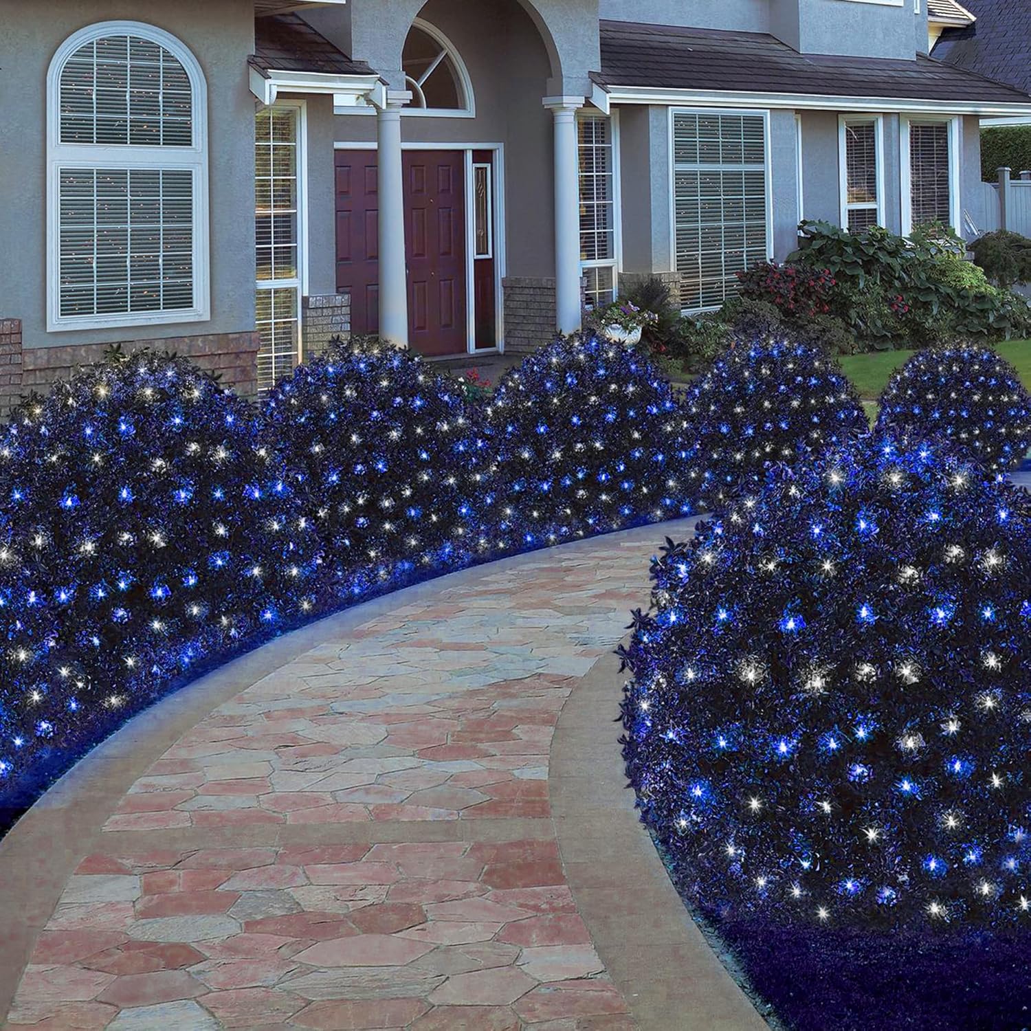 kemooie Luces de red de Navidad para exteriores, 198 luces LED de red de 9.8 pies x 6.6 pies, conectables, 8 modos de parpadeo, luces de malla