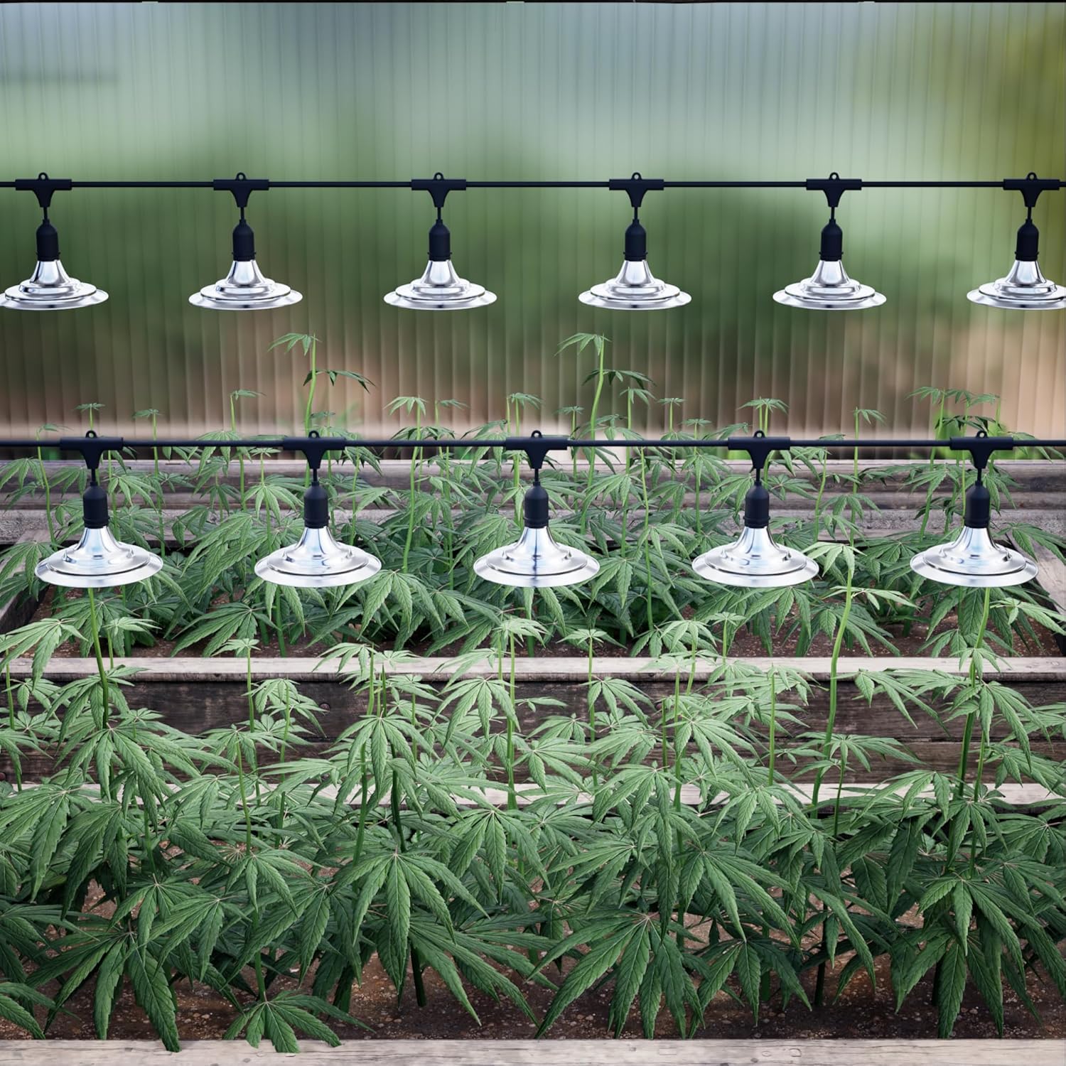 Luces de cultivo al aire libre para invernadero, luces de cultivo de invernadero de espectro completo para plantas al aire libre, cadena impermeable