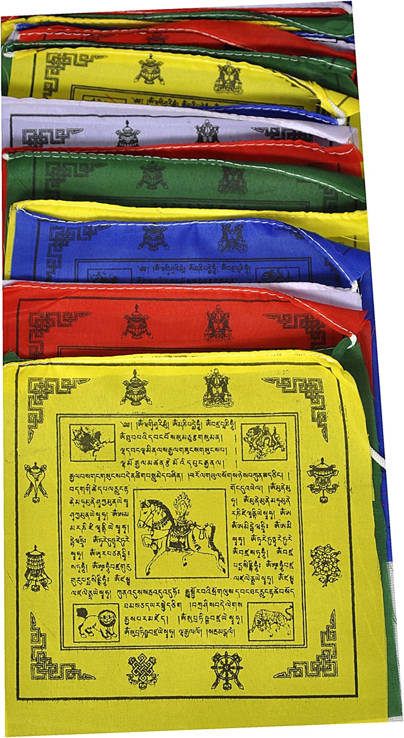 Banderas budistas tibetanas de oración de 8 pulgadas, juego de 25 banderas  Om Mani Padme Hum Mantra