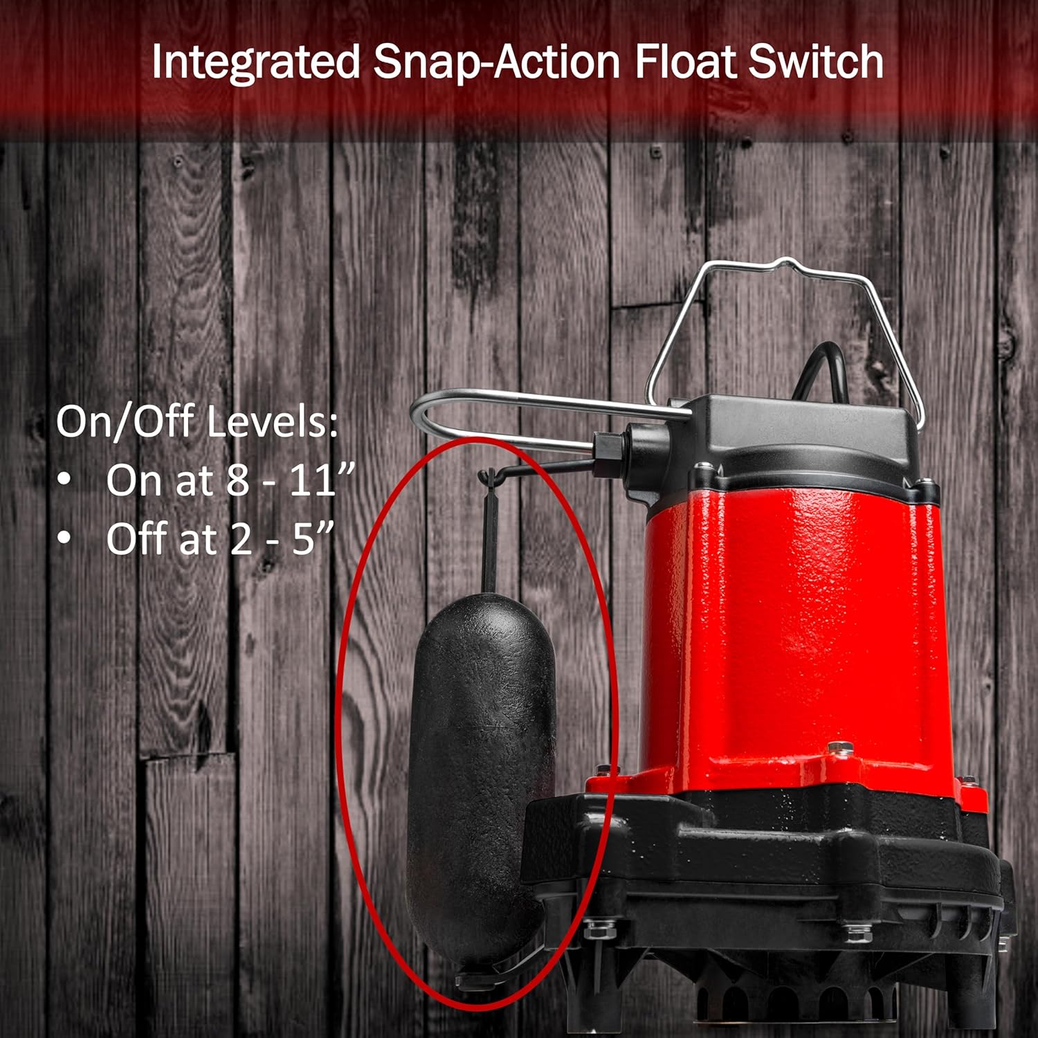 Red Lion RL-50SC 14942653 Bomba de sumideroefluente de hierro fundido de 12 HP, 115 voltios, 4000 GPH, con interruptor de flotador de acción a