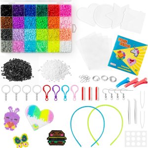 Kit de 17060 cuentas de fusibles para niños, juego de cuentas de fusión para manualidades, incluye 24 colores de cuentas de hierro de 0.096 Kit de 17060 cuentas de fusibles para niños, juego de cuentas de fusión para manualidades, incluye 24 colores de cuentas de hierro de 0.096
