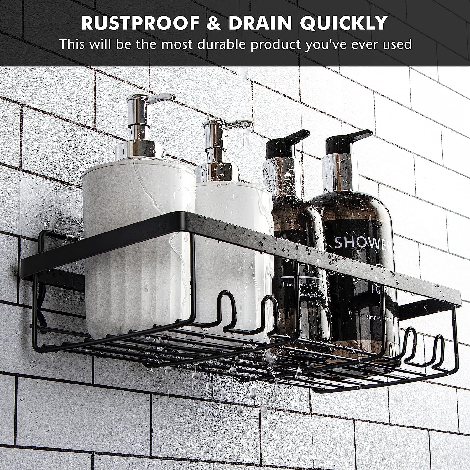 Organizador de ducha – Organizador de ducha de baño, estante de baño adhesivo para ducha interior, estantes de almacenamiento de ducha de acero