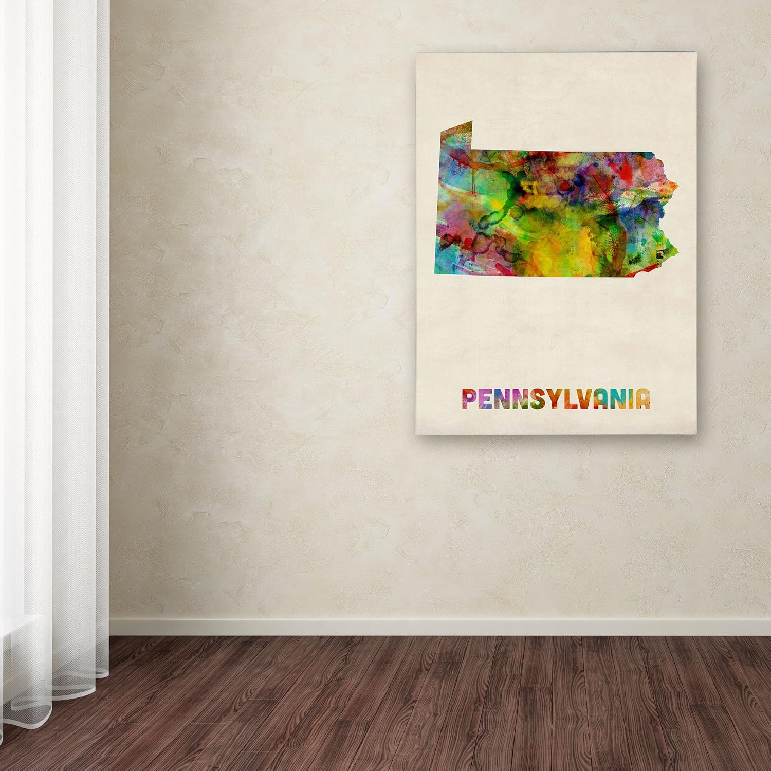 Trademark Fine Art Mapa de Pennsylvania – Arte enmarcado enmarcada por Michael Tompsett en marco negro, 11 x 14 pulgadas