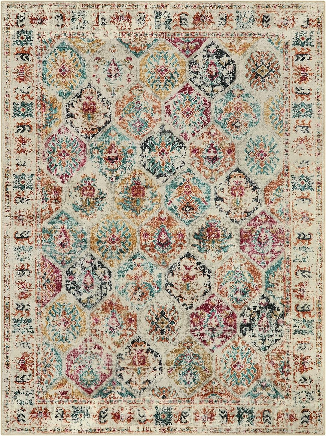 Lahome Alfombras de área de 9 x 12 pies para sala de estar, alfombras grandes para dormitorio, estéticas, bohemias, marroquíes, coloridas, suaves,