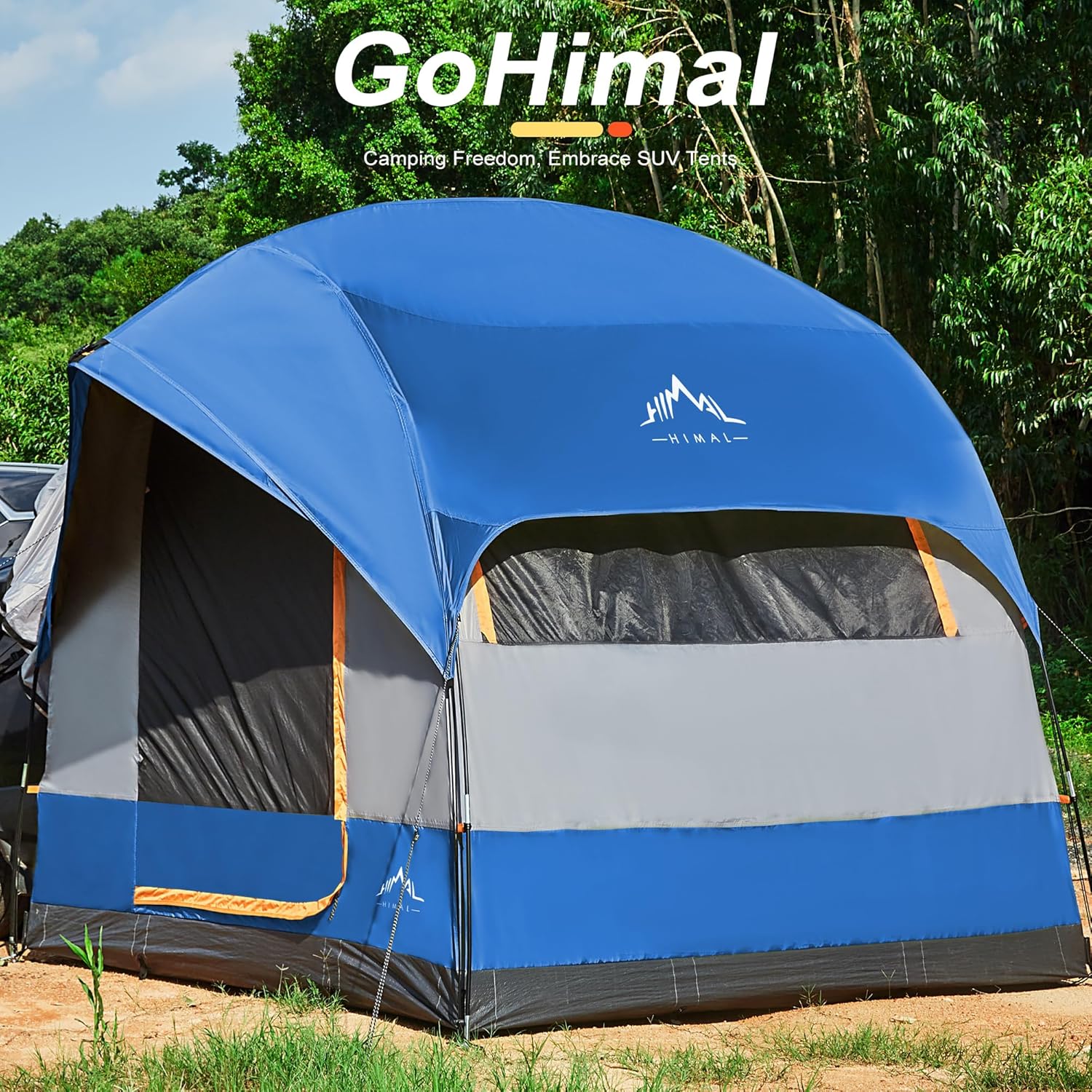GoHimal Tienda de campaña SUV para camping, impermeable PU3000mm espacioso diseño de doble capa para 5-8 personas, incluye lluvia y bolsa de