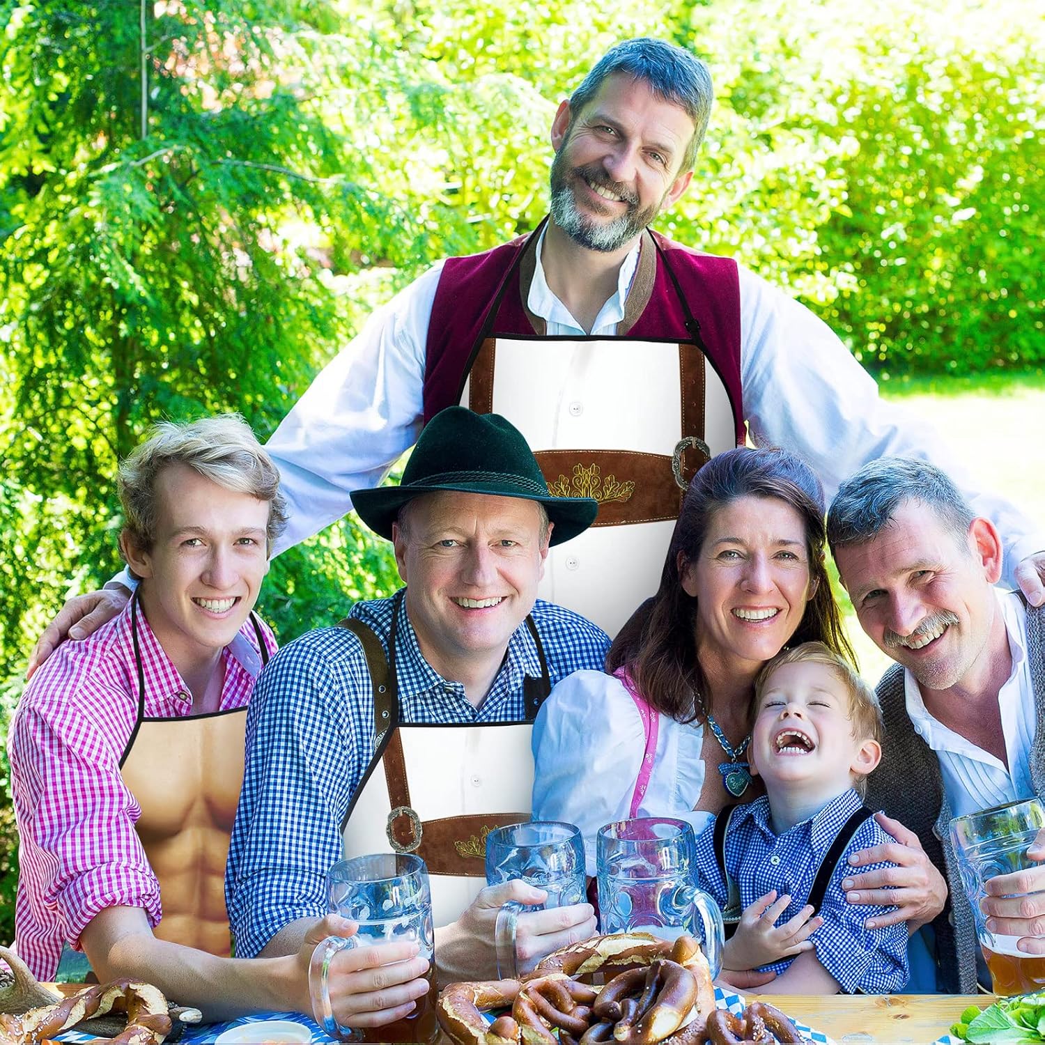 Sintege Paquete de 2 delantales de Oktoberfest delantales alemanes Lederhosen y Dirndl para Oktoberfest Baviera Festival de Cerveza Decoración de