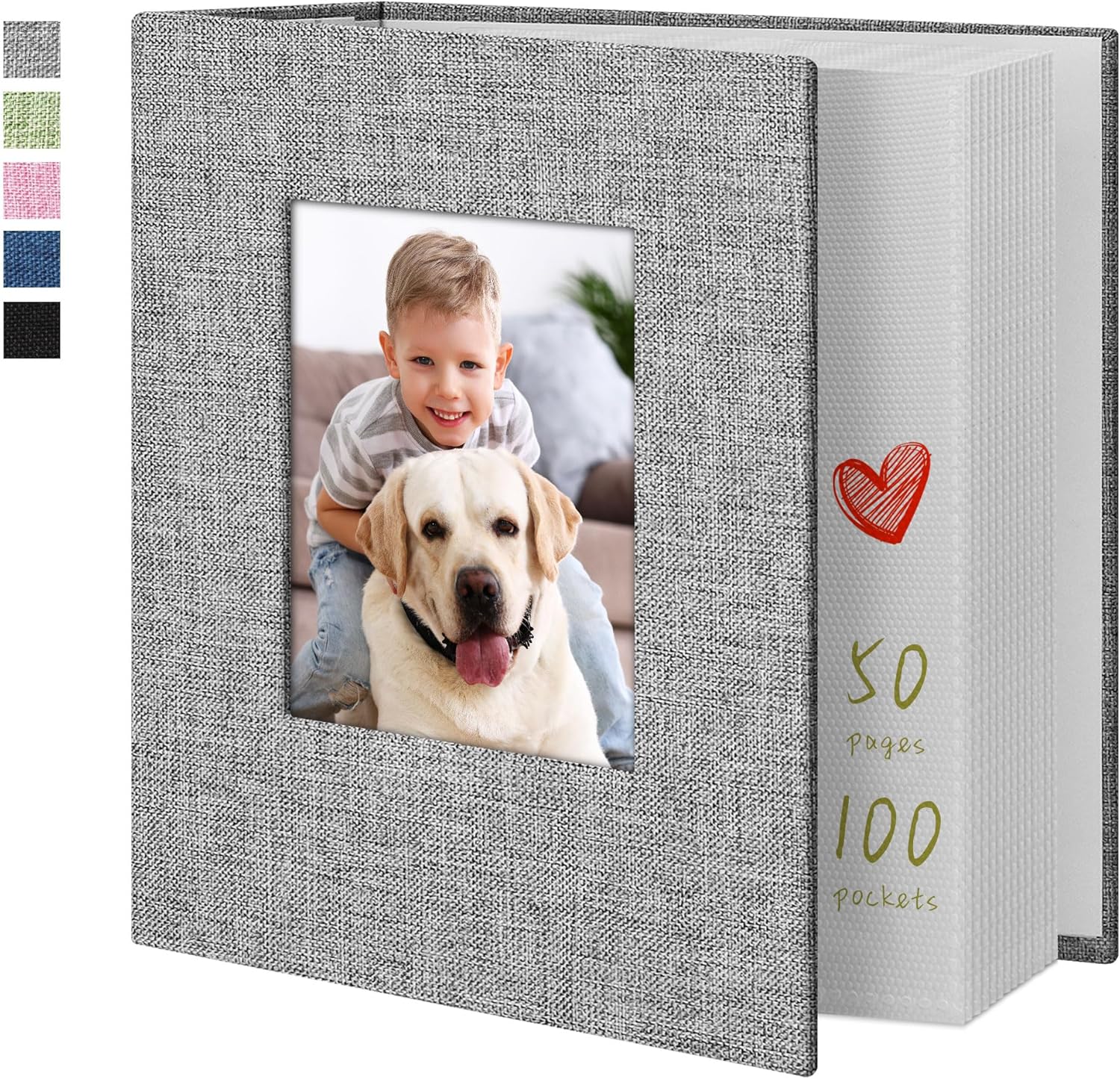 Yopih Álbum de fotos de 4 x 6 pulgadas, 100 bolsillos, con cubierta de lino, álbumes de fotos para familia, boda, bebé, libro de fotos con capacidad
