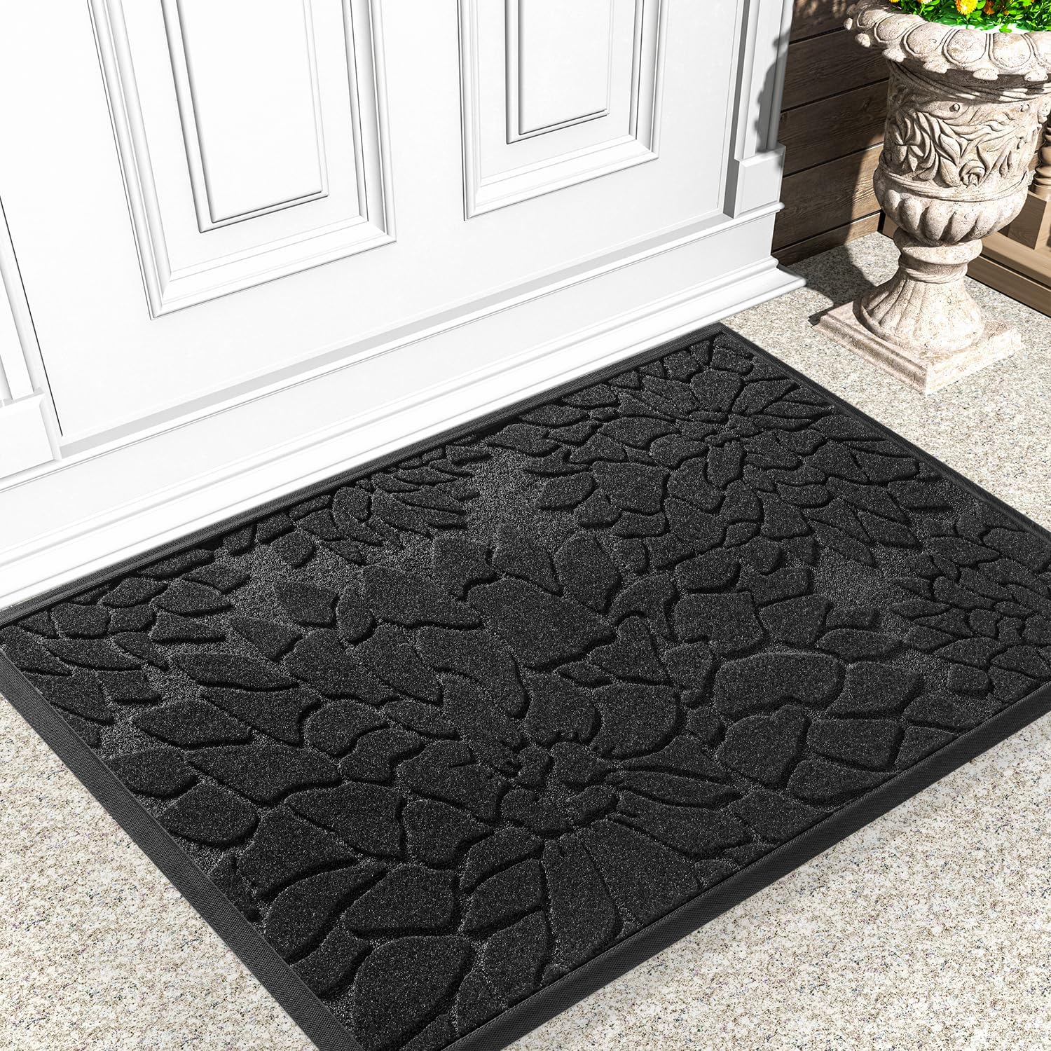 AMOAMI – Tapete de puerta  Tapete de bienvenida absorbente resistente para puerta delantera, tapete de goma antideslizante para puerta delantera,