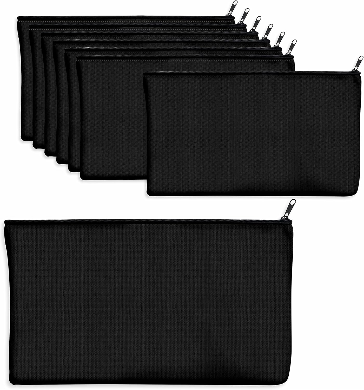 Paquete de 8 bolsas de lona para lápices, bolsas con cremallera para manualidades, bolsas de maquillaje en blanco, bolsas multifuncionales, estuche