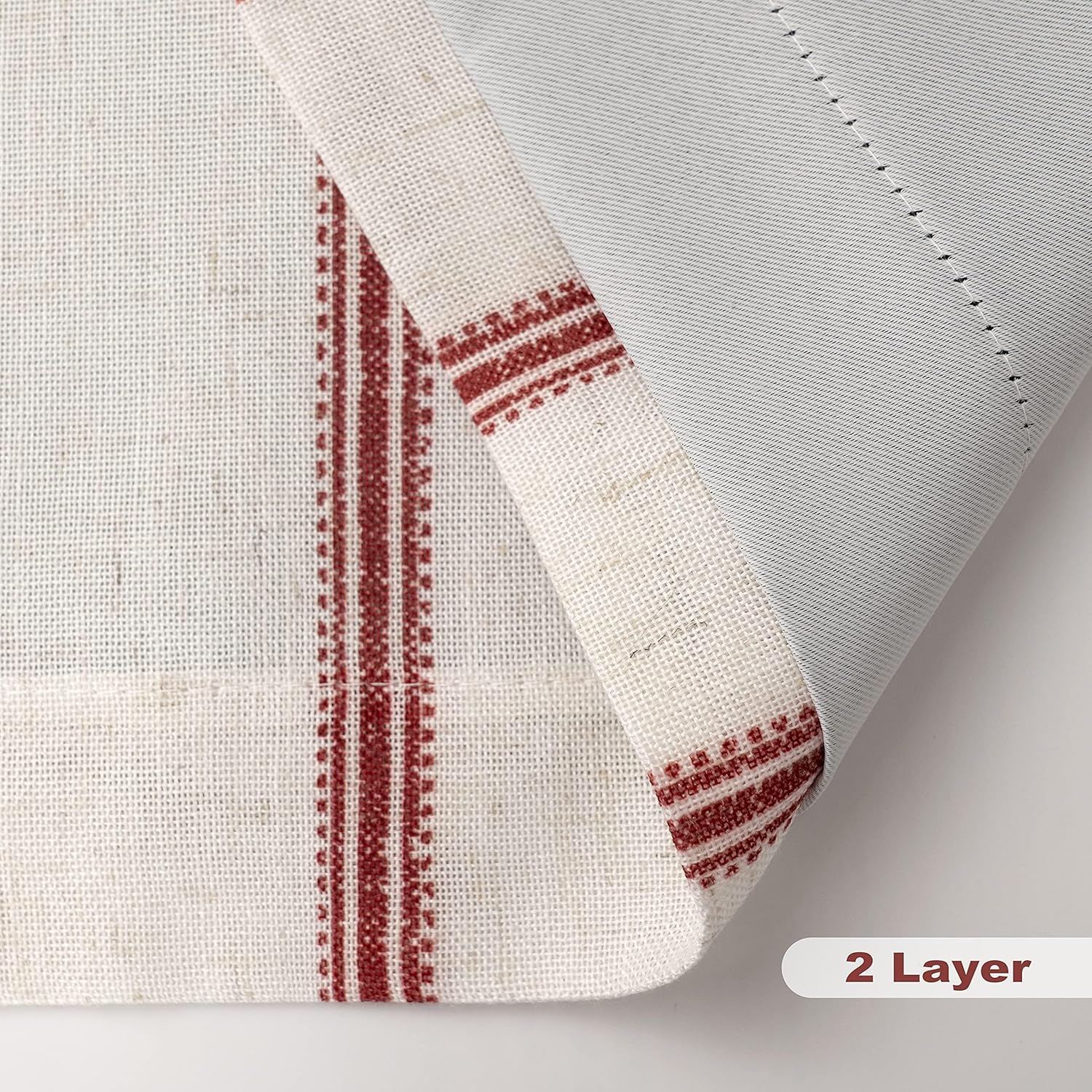 DriftAway Cortinas opacas de mezcla de lino con estampado de rayas verticales, cortinas de lino para dormitorio, con aislamiento térmico, con