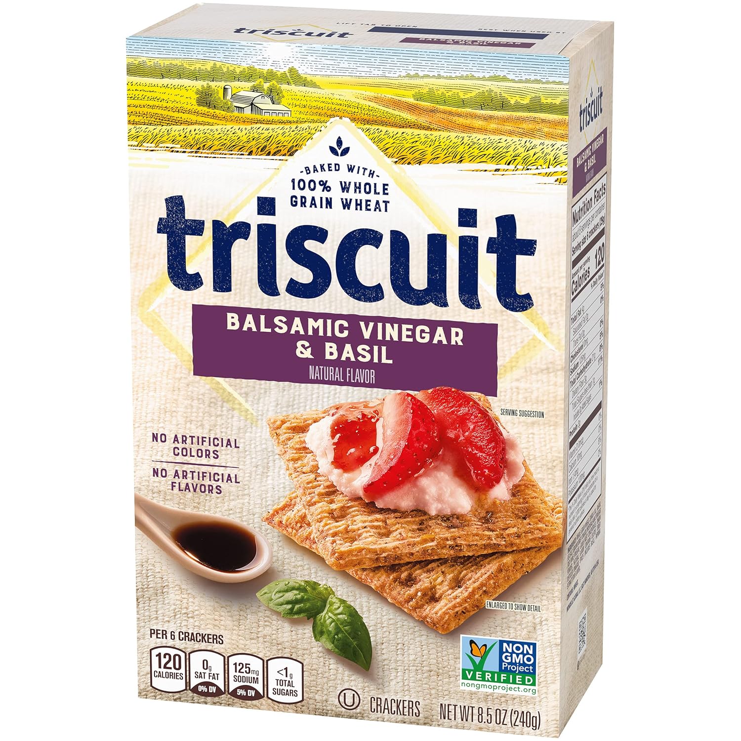 TRISCUIT Galletas, vinagre balsámico y sabor a albahaca, 1 caja (8.5 oz)