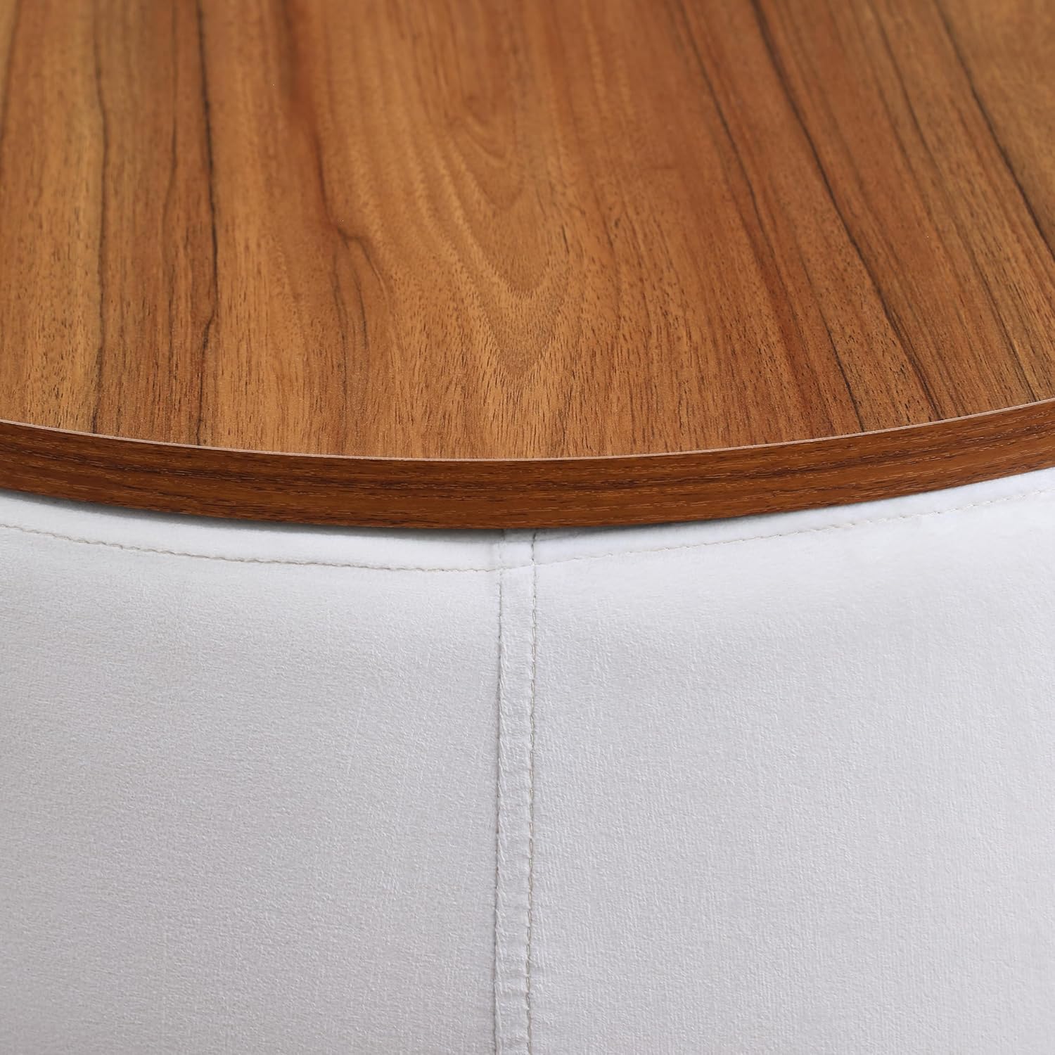 Morden Fort Otomana redonda con almacenamiento para sala de estar, mesa de centro otomana de 26 pulgadas con almacenamiento con cubierta de madera,
