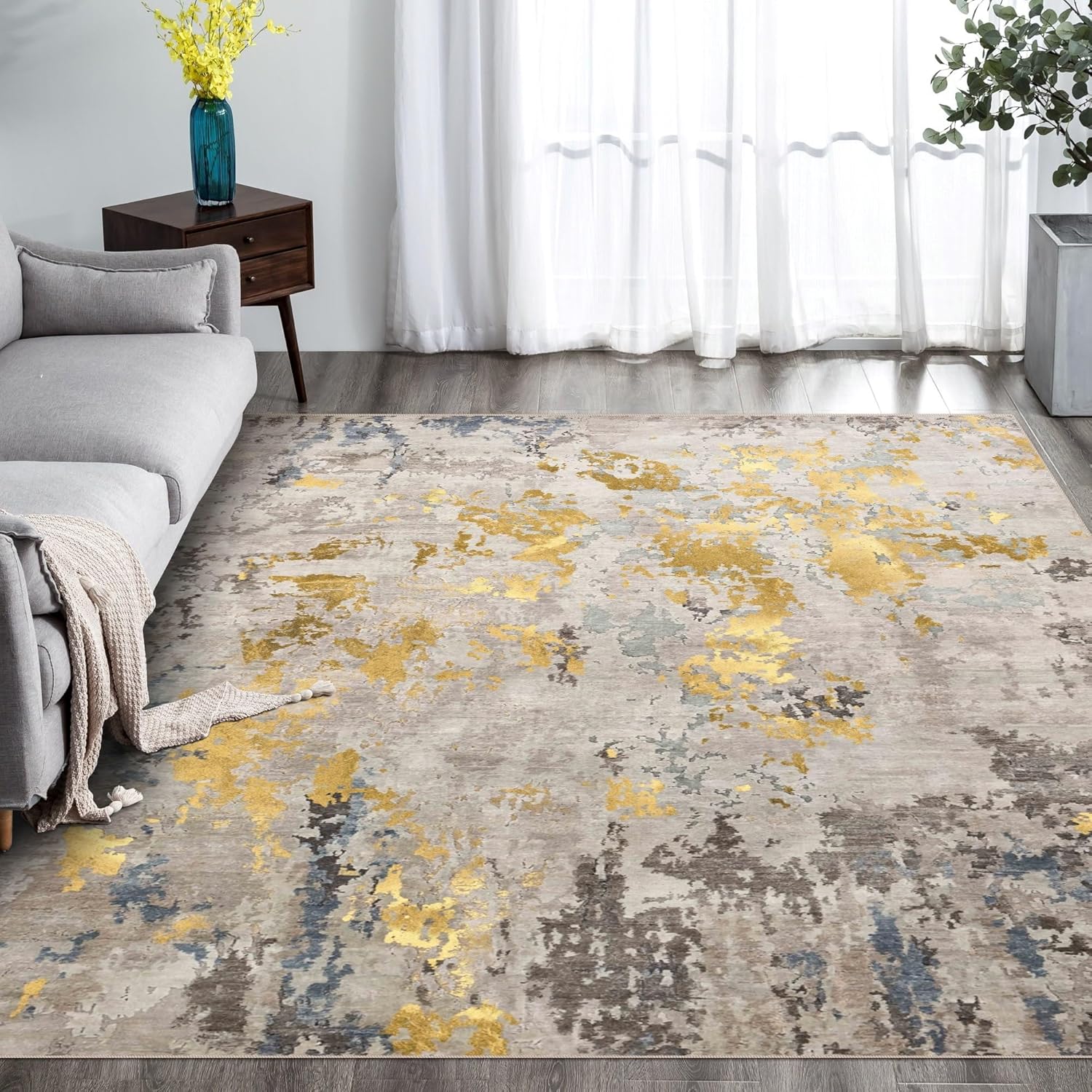 Alfombra lavable ultra suave de 6 x 9 pulgadas, antideslizante, plegable, resistente a las manchas, para sala de estar y dormitorio, alfombra