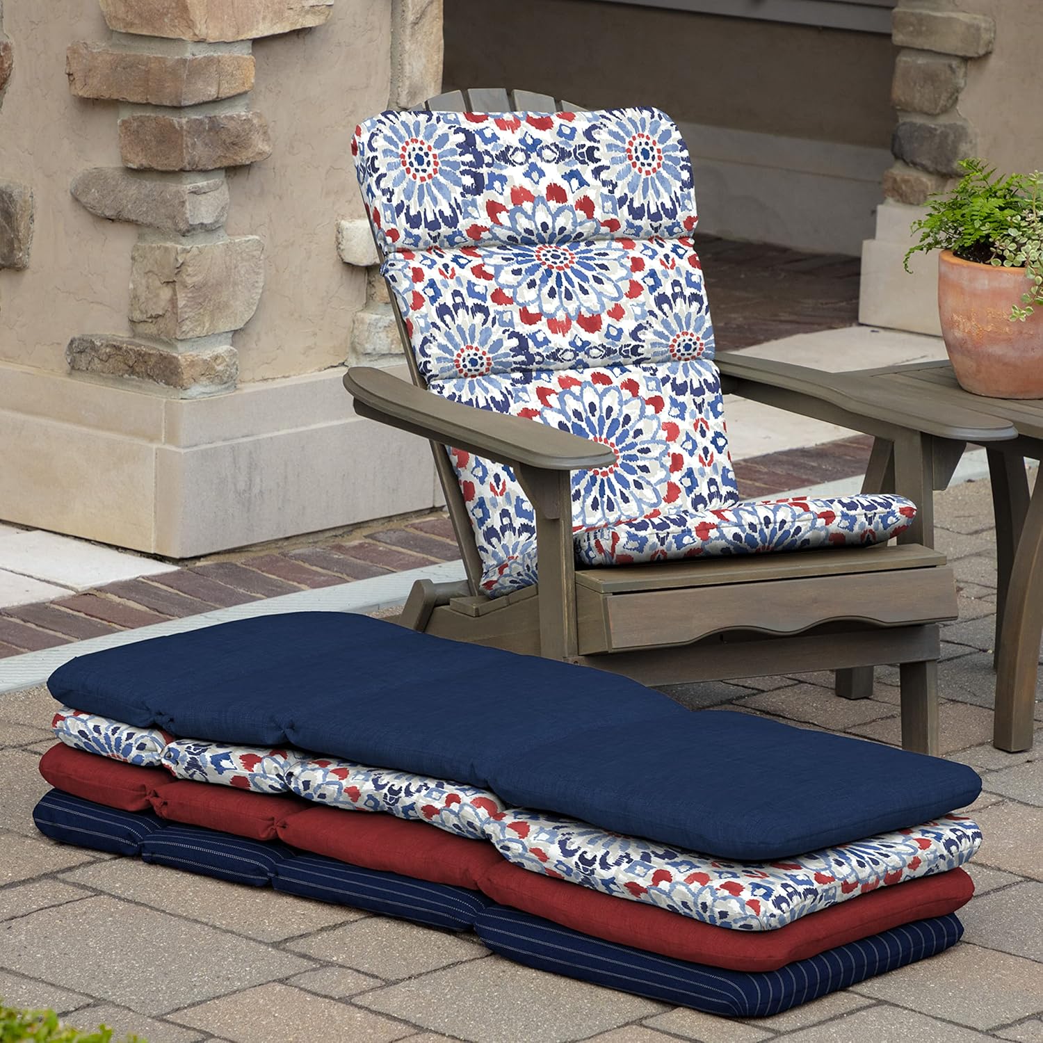 Arden Selections Outdoor Adirondack Cushion, 20 x 17, Water Repellent, Fade Resistant, for Adirondack or Rocking chairs 17 x 20, Clark Blue