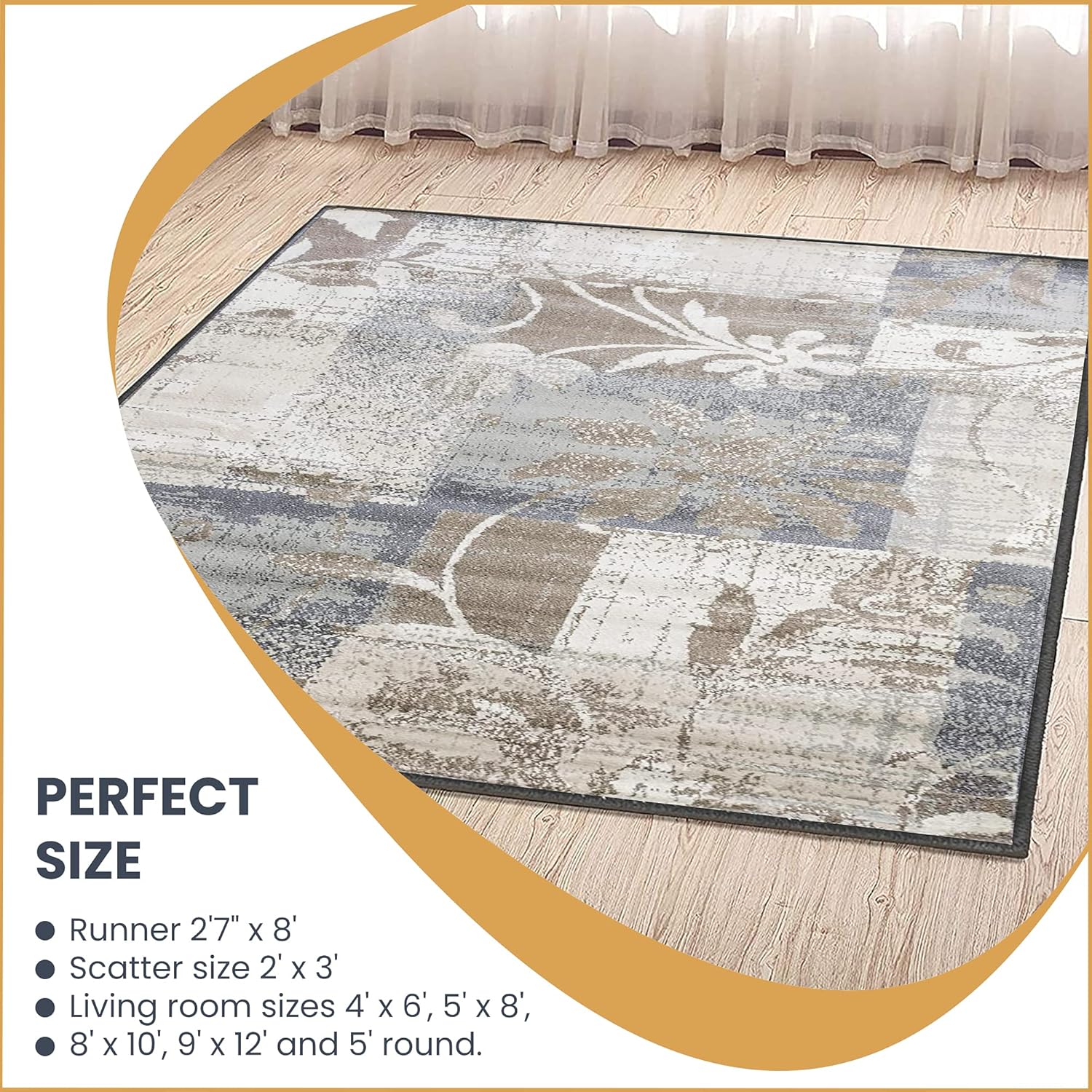 SUPERIOR Alfombra de interior con respaldo de yute, perfecta para pasillo, entrada, oficina, sala de estarcomedor, dormitorio, cocina, piso,